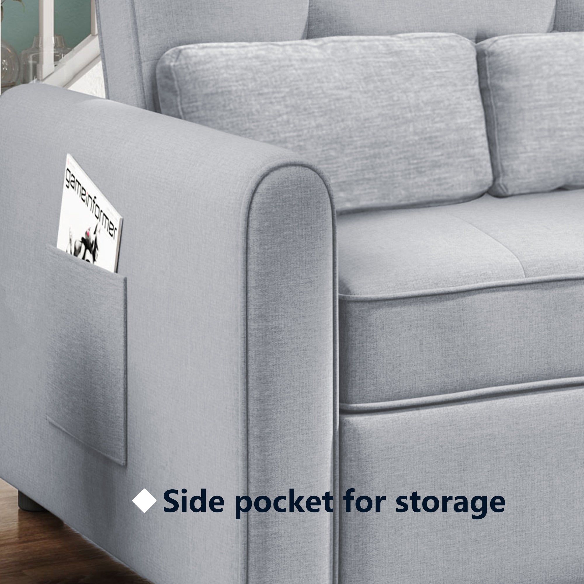 Orisfur. 48" Convertible Sleeper Sofa Bed, Multi-Functional Adjustable Single Bed Chair with USB Port and 2 Pillows for Small Space - Atlantic Fine Furniture Inc