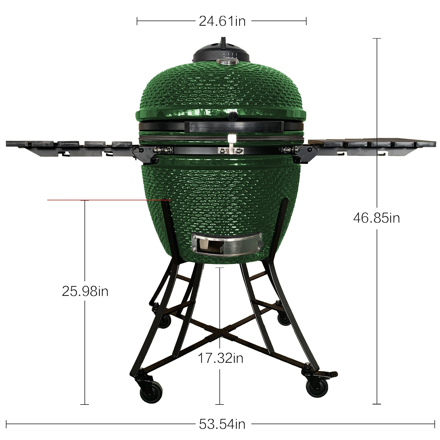 The spot/TOOPO 24inch Barbecue Charcoal Grill, Ceramic Kamado Grill with Side Table, Suitable for Camping and Picnic,GREEN - Atlantic Fine Furniture Inc