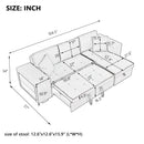 Orisfur. 104" L-Shape 3 Seat Reversible Sectional Couch, Pull Out Sleeper Sofa with Storage Chaise and 2 Stools for Living Room Furniture Set - Atlantic Fine Furniture Inc
