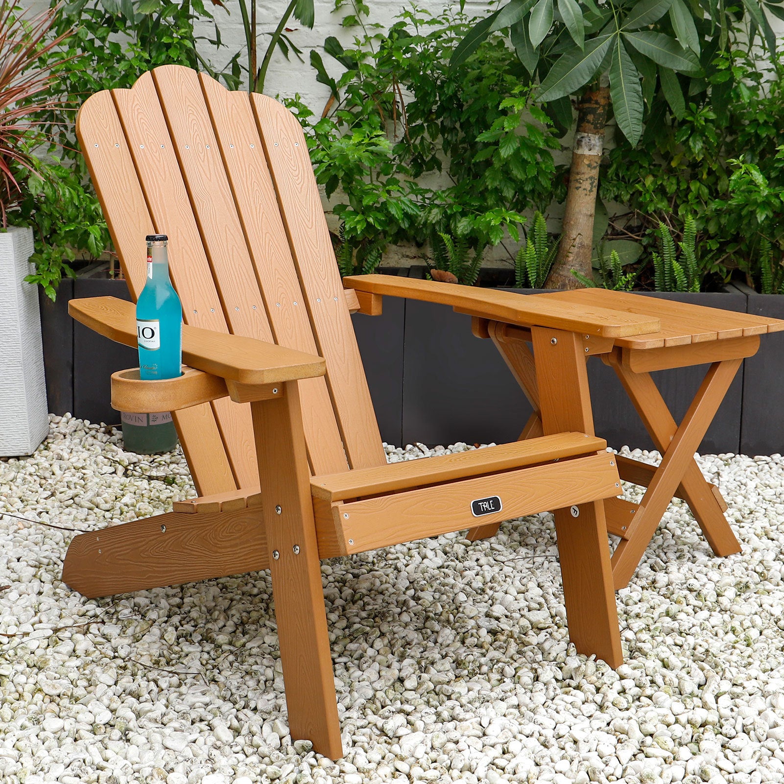 TALE Adirondack Portable Folding Side Table Square All-Weather and Fade-Resistant Plastic Wood Table Perfect for Outdoor Garden, Beach, Camping, Picnics Brown - Atlantic Fine Furniture Inc