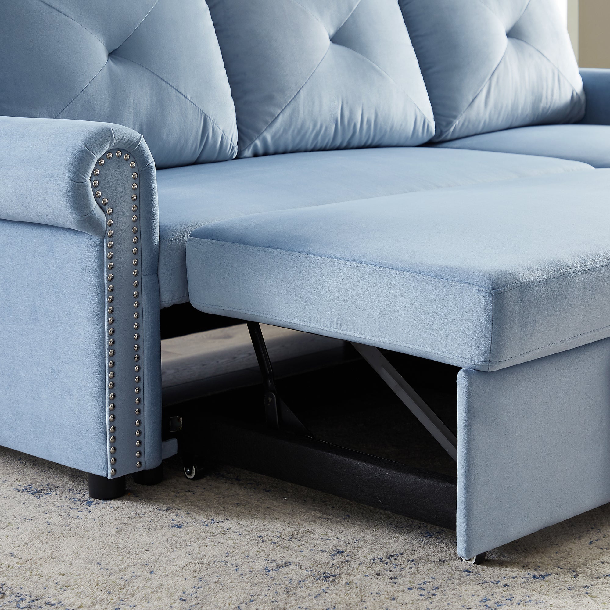 Orisfur. 83" Sleeper Sofa Bed Convertible Sectional Couch, 3-Seater L-Shape Corner Couch with Storage Chaise for Living Room Apartment - Atlantic Fine Furniture Inc
