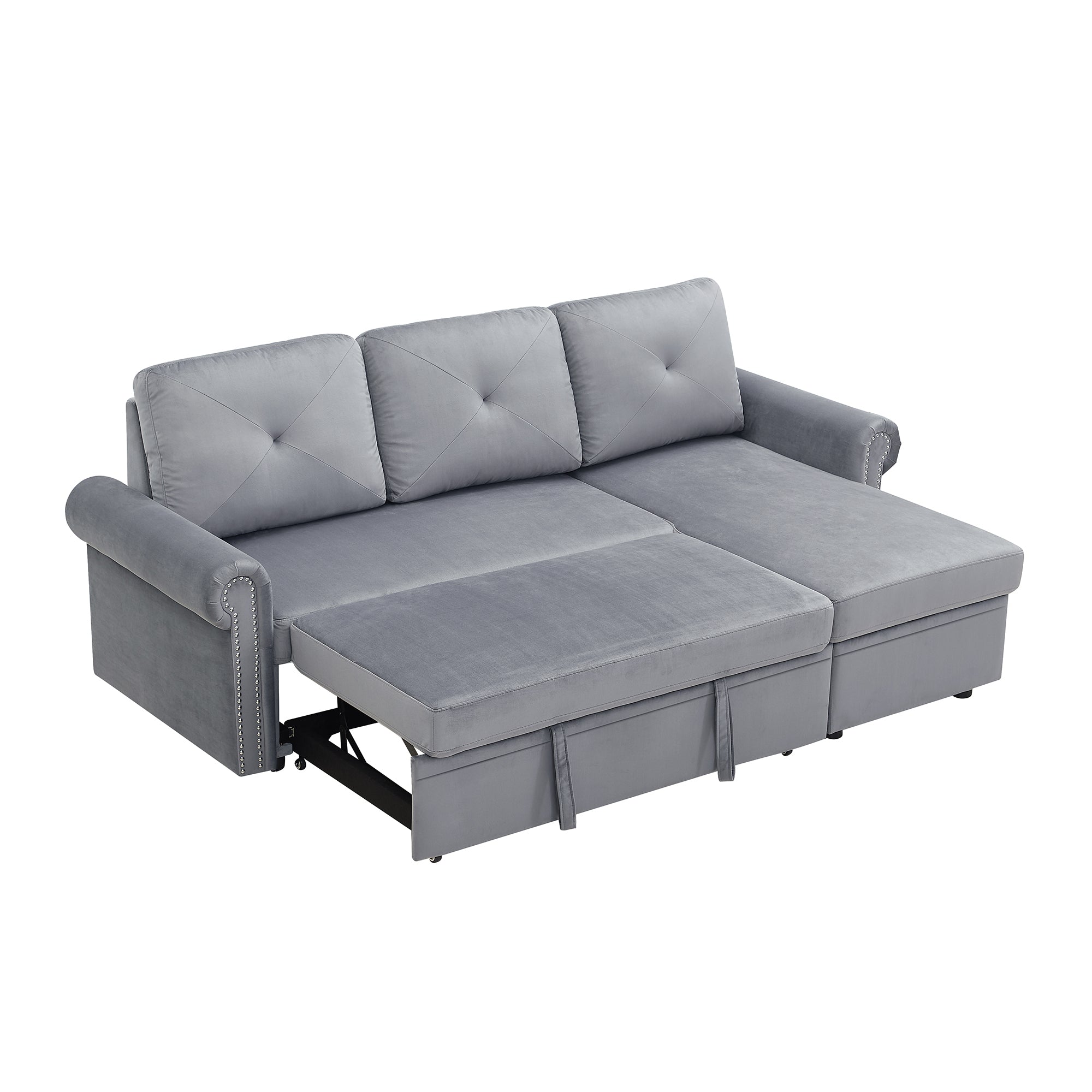 Orisfur. 83" Sleeper Sofa Bed Convertible Sectional Couch, 3-Seater L-Shape Corner Couch with Storage Chaise for Living Room Apartment - Atlantic Fine Furniture Inc