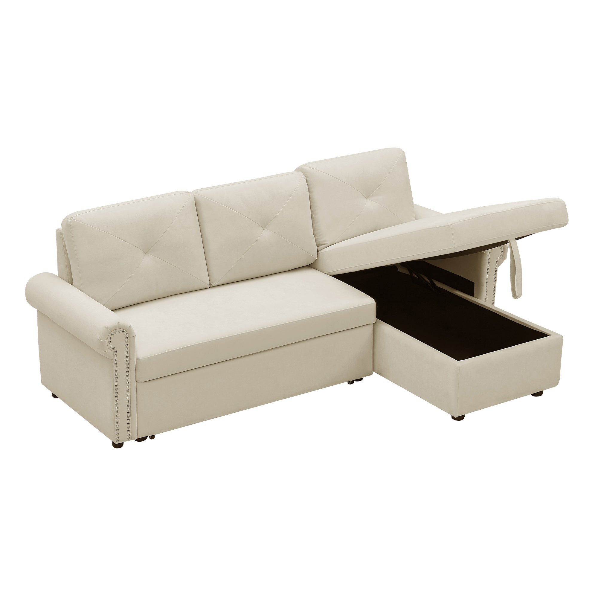 Orisfur. 83" Sleeper Sofa Bed Convertible Sectional Couch, 3-Seater L-Shape Corner Couch with Storage Chaise for Living Room Apartment - Atlantic Fine Furniture Inc