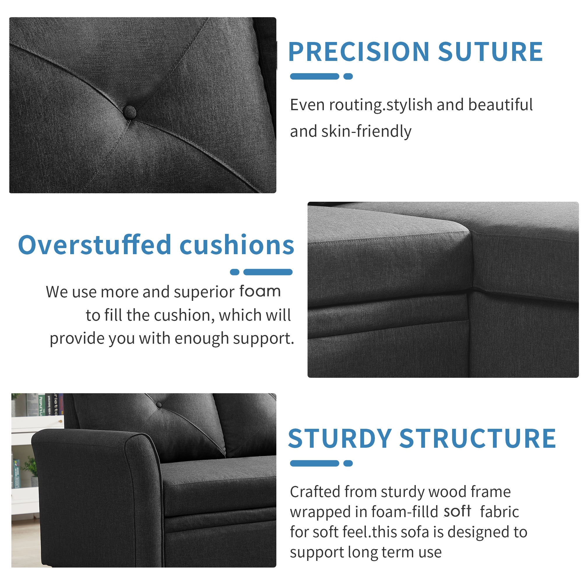 Orisfur. 83" Pull Out Sleeper Sofa Reversible L-Shape 3 Seat Sectional Couch with Storage for Living Room Furniture Set - Atlantic Fine Furniture Inc