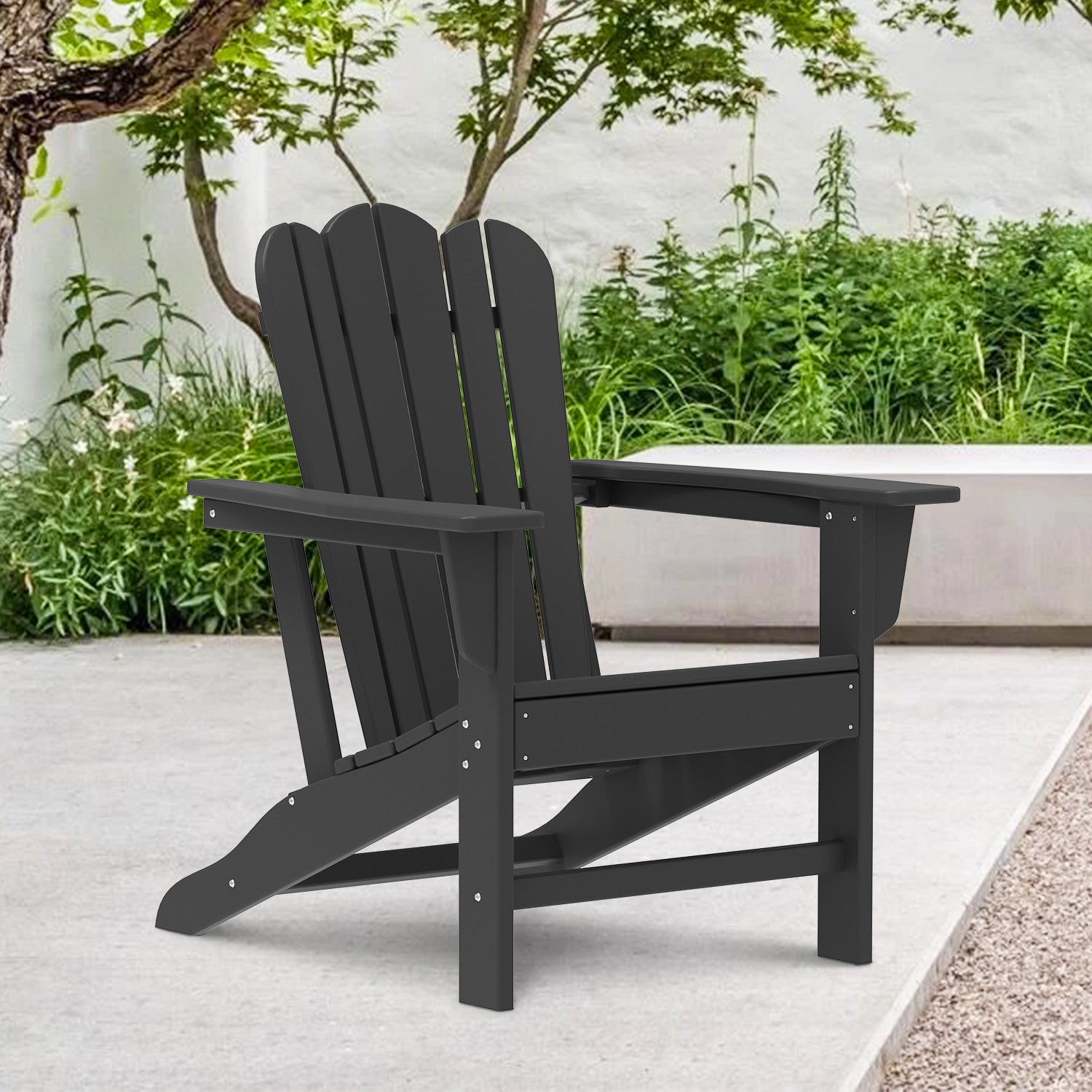 Resistant Adirondack Chair for Patio Deck Garden Fire Pit Chair,
Composite Adirondack Chair, Black,1 piece. - Atlantic Fine Furniture Inc