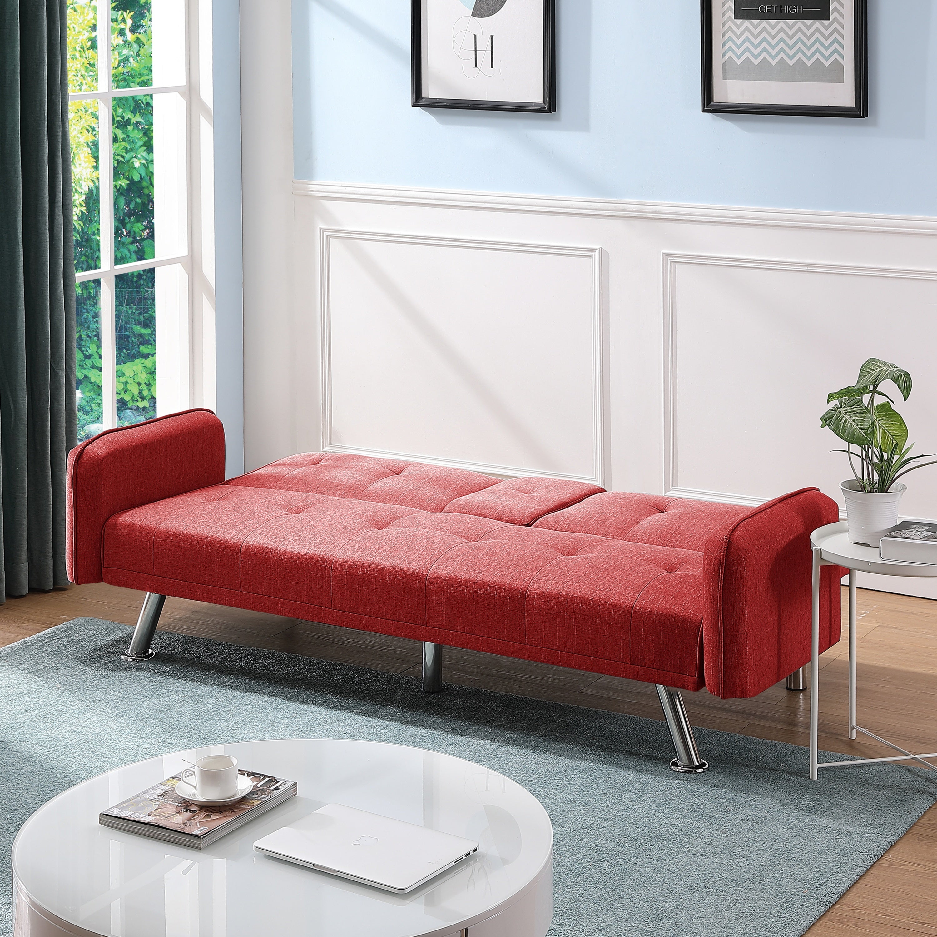 SLEEPER SOFA RED COLOR FABRIC(same as W22339670。Size difference, See Details in page.) - Atlantic Fine Furniture Inc