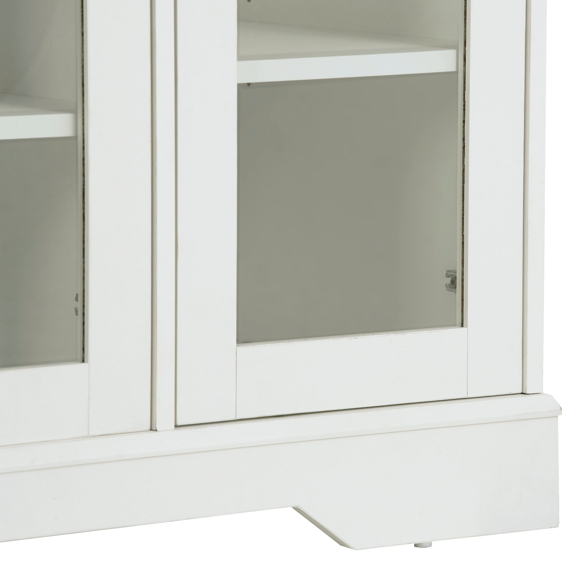 ON-TREND TV Stand for TV up to 60in with 4 Tempered Glass Doors Adjustable Panels Open Style Cabinet, Sideboard for Living room, White (OLD SKU:WF286785AAK) - Atlantic Fine Furniture Inc
