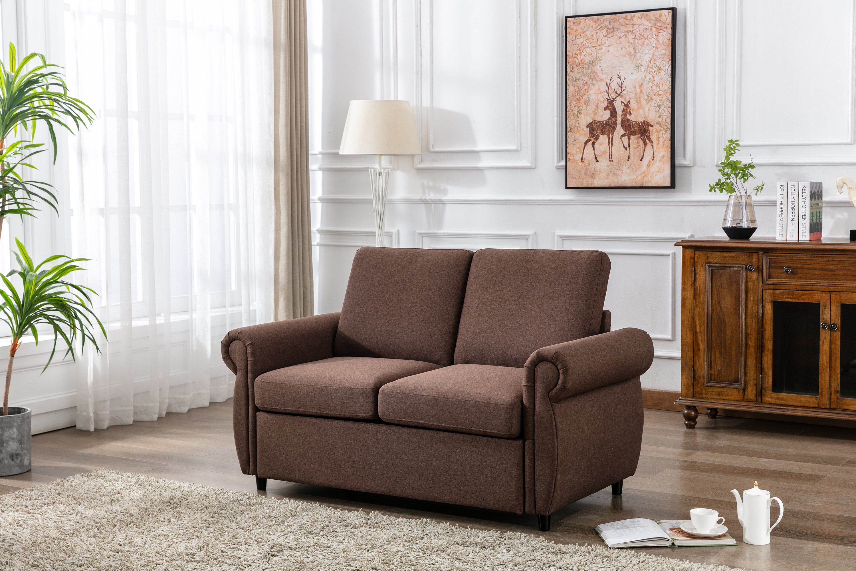 Orisfur Pull Out Sofa Bed Loveseat Sleeper with Twin Size Memory Mattress for Living Room Spaces - Atlantic Fine Furniture Inc