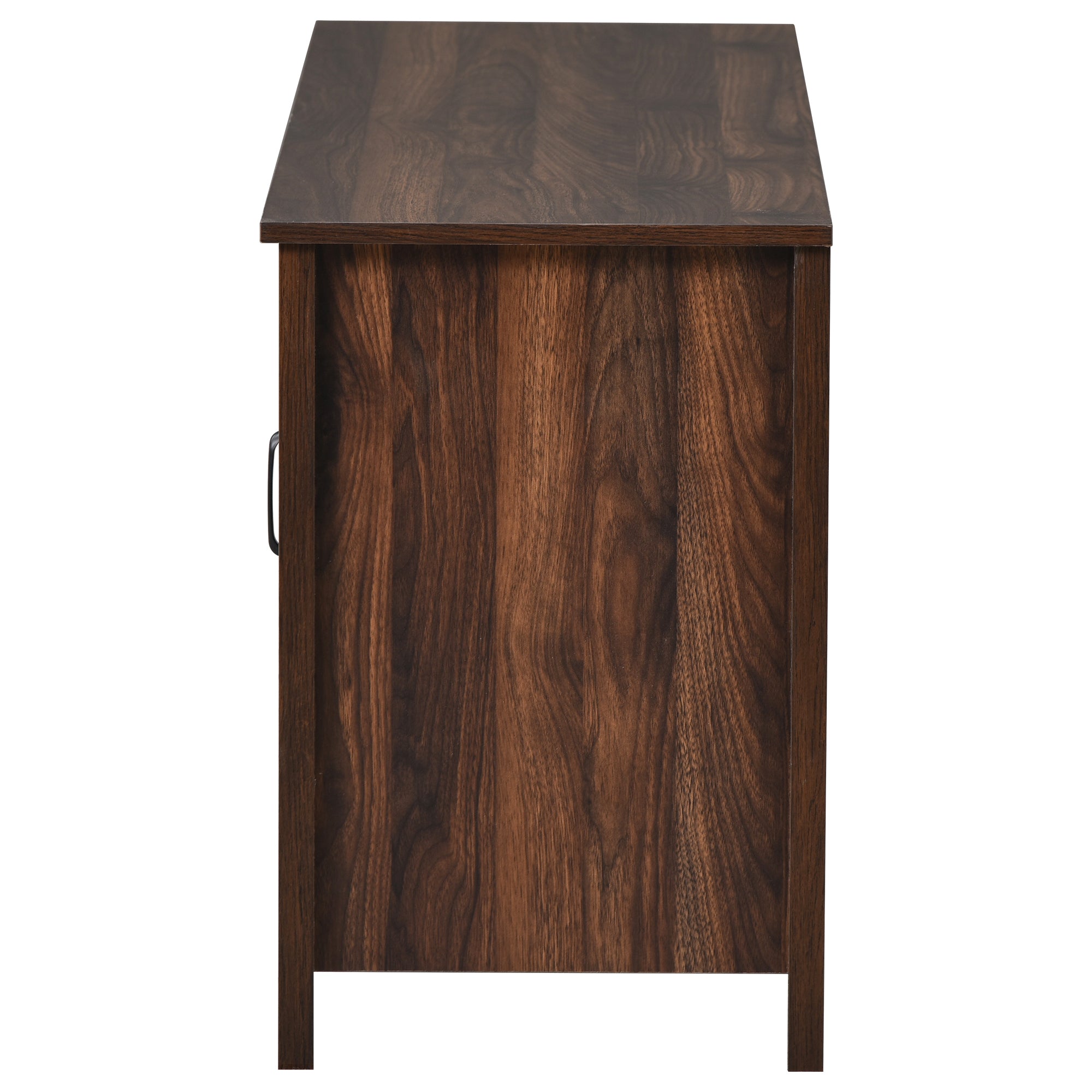 U-Can TV Stand for TV up to 60in with 2 Doors Adjustable Panels Open Style Cabinet, Sideboard for Living room, Tiger - Atlantic Fine Furniture Inc