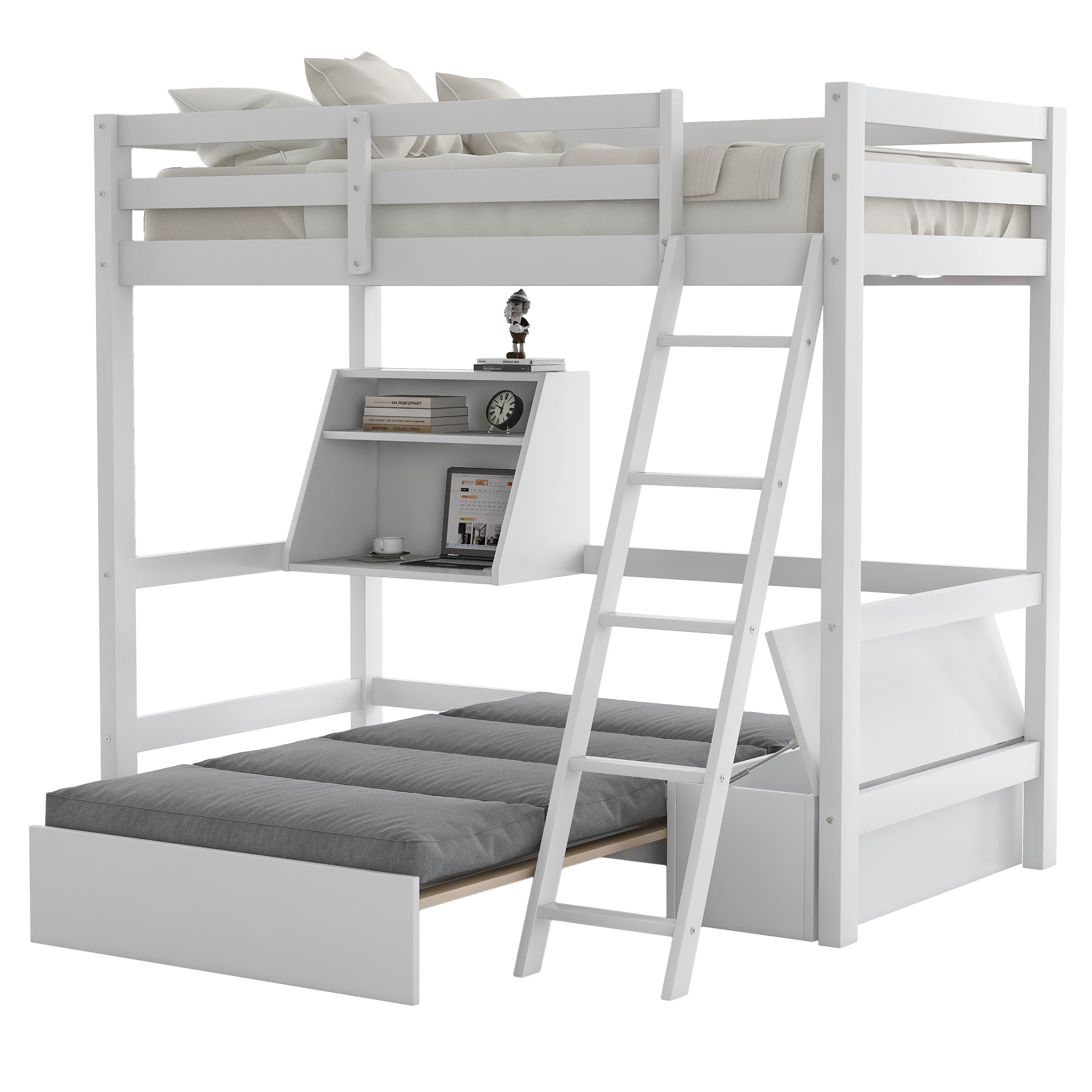 Twin Size Folding Mattress,Tri-fold,Washable Linen Cover,Straps, Bonded Foam,Non-waterproof,Gray(Adapted to LP000073) - Atlantic Fine Furniture Inc