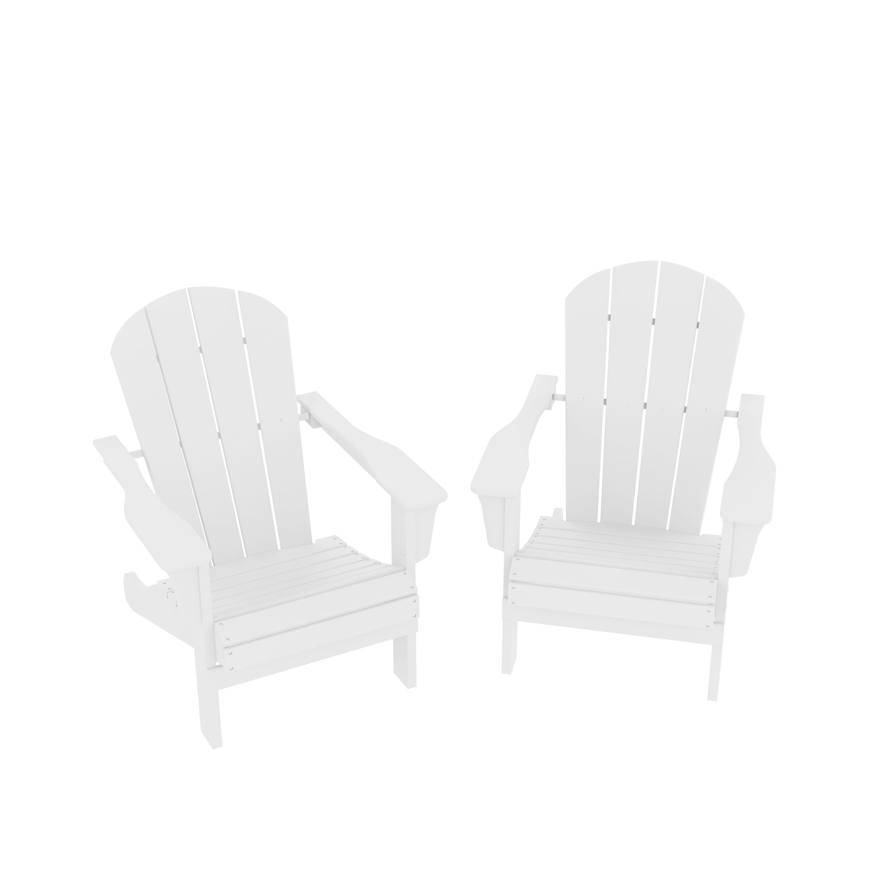 HDPE Adirondack Chair, Fire Pit Chairs, Sand Chair, Patio Outdoor Chairs,DPE Plastic Resin Deck Chair, lawn chairs, Adult Size ,Weather Resistant for Patio/ Backyard/Garden, White, Set of 2 - Atlantic Fine Furniture Inc