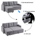 Orisfur. 81" Sleeper Sofa Bed Reversible Sectional Couch with Storage Chaise and Two Cup Holders for Living Room Furniture Set - Atlantic Fine Furniture Inc