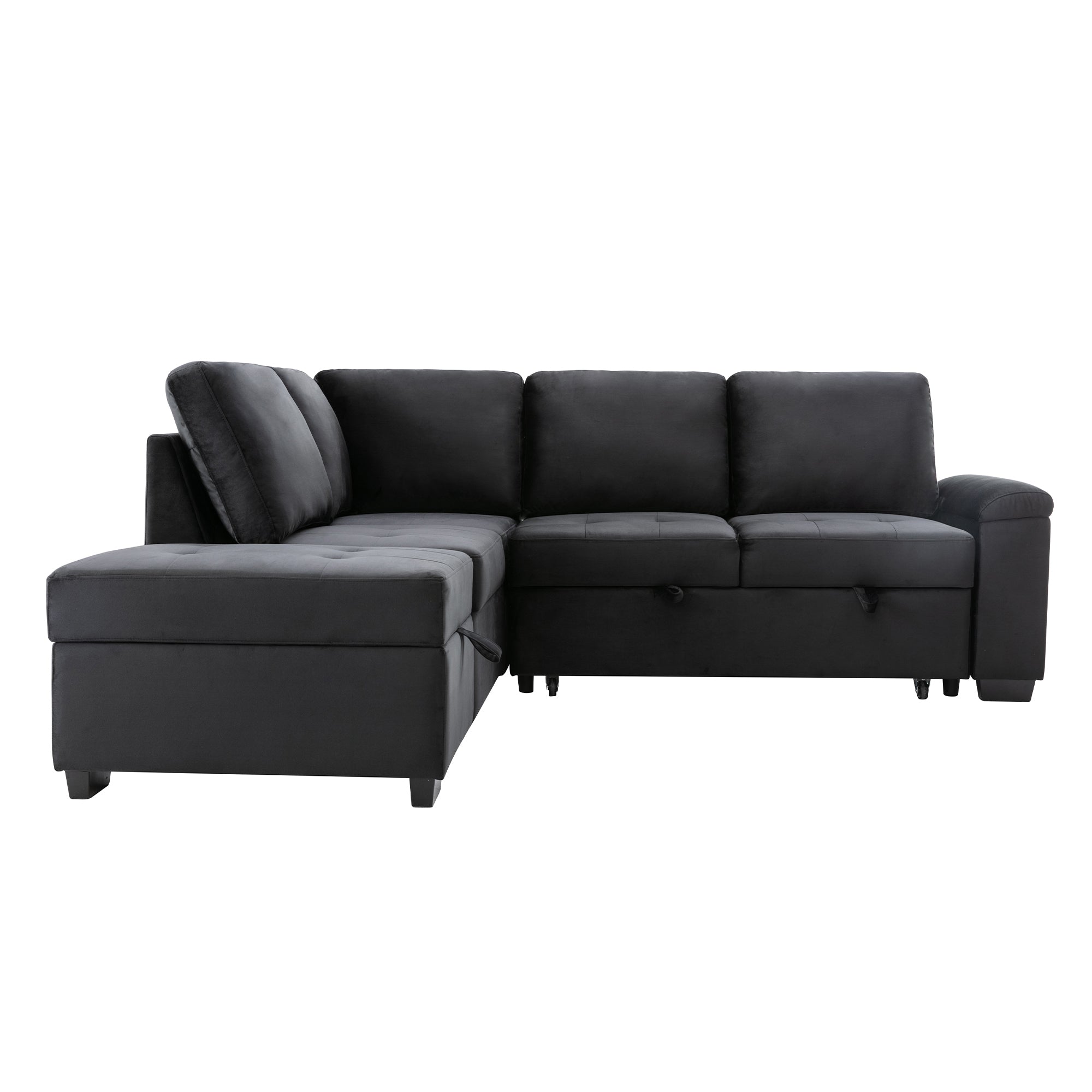 Orisfur. 86" Sleeper Sectional Sofa, L-Shape Corner Couch Sofa-Bed with Storage Ottoman & Hidden Arm Storage for Living Room Apartment - Atlantic Fine Furniture Inc