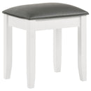 Barzini - Upholstered Vanity Stool - Metallic Aand White - Atlantic Fine Furniture Inc