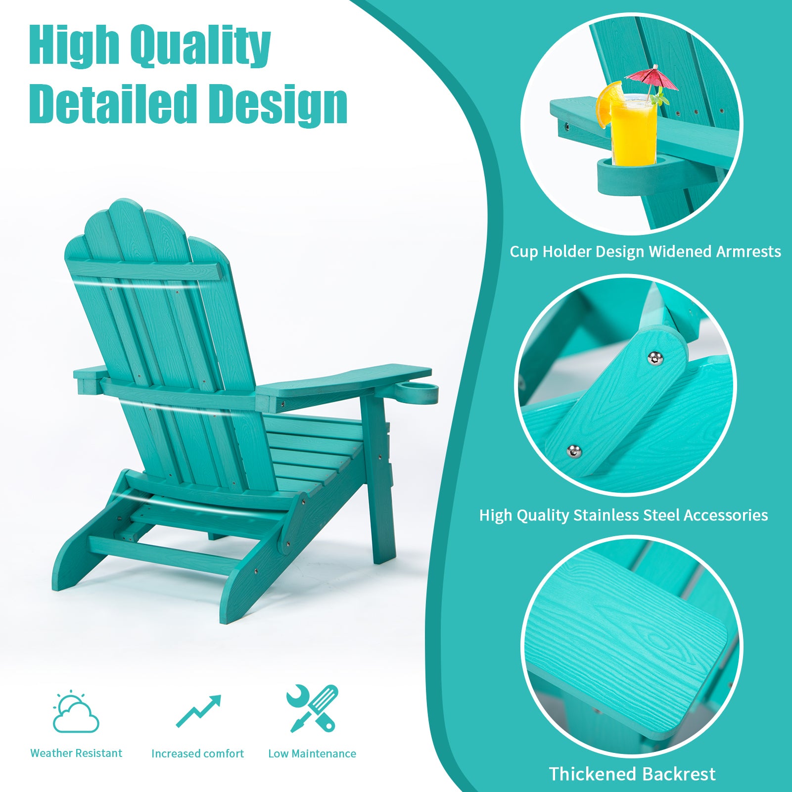 TALE Folding Adirondack Chair with Pullout Ottoman with Cup Holder, Oversized, Poly Lumber, for Patio Deck Garden, Backyard Furniture, Easy to Install,GREEN. Banned from selling on Amazon - Atlantic Fine Furniture Inc