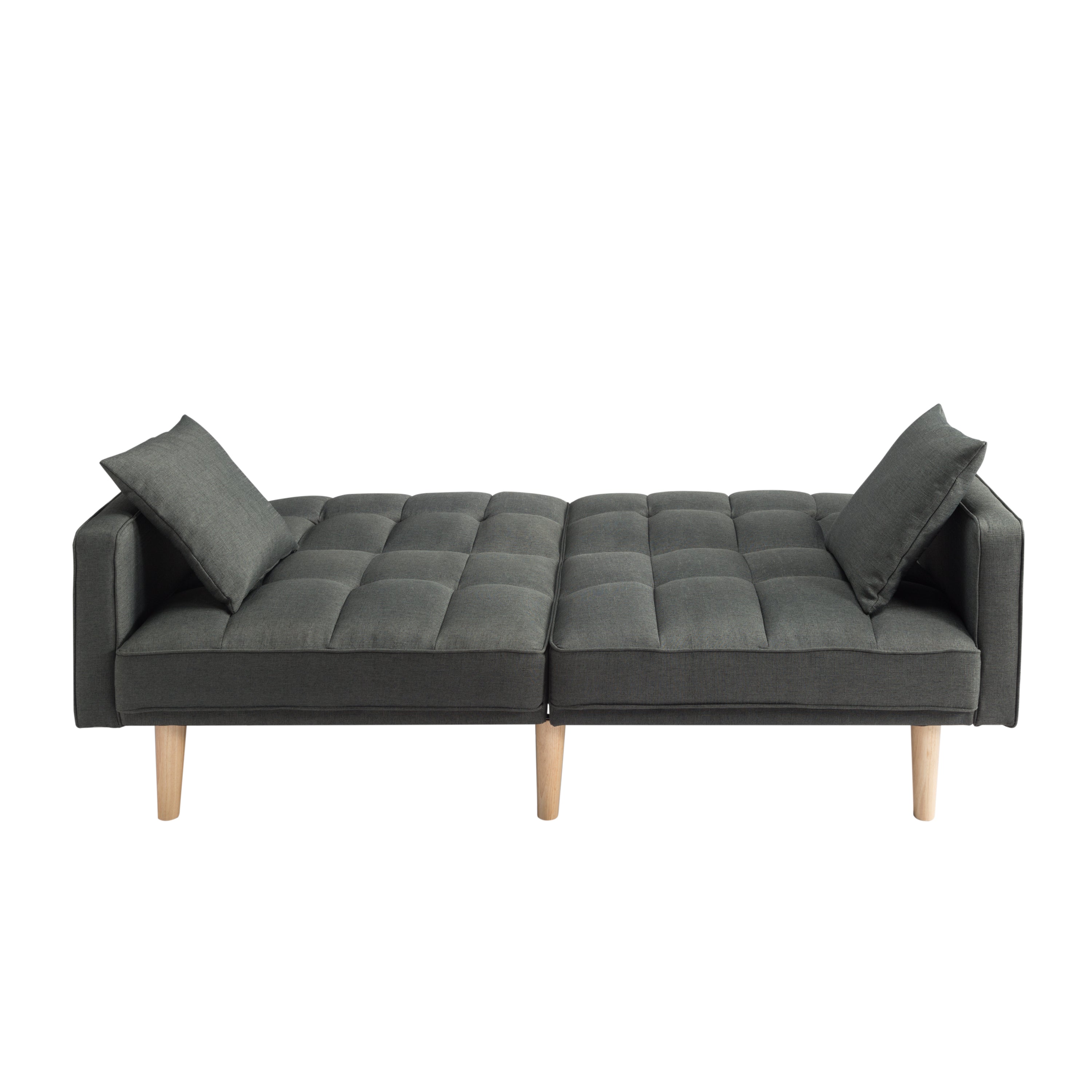 FUTON SLEEPER SOFA WITH 2 PILLOWS Dark gray FABRIC(same as W223S01338、W223S00991。Size difference, See Details in page.) - Atlantic Fine Furniture Inc