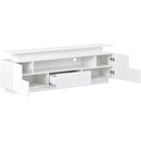 ON-TREND Modern, Stylish Functional TV stand with Color Changing LED Lights, Universal Entertainment Center, High Gloss TV Cabinet for 75+ inch TV, White - Atlantic Fine Furniture Inc