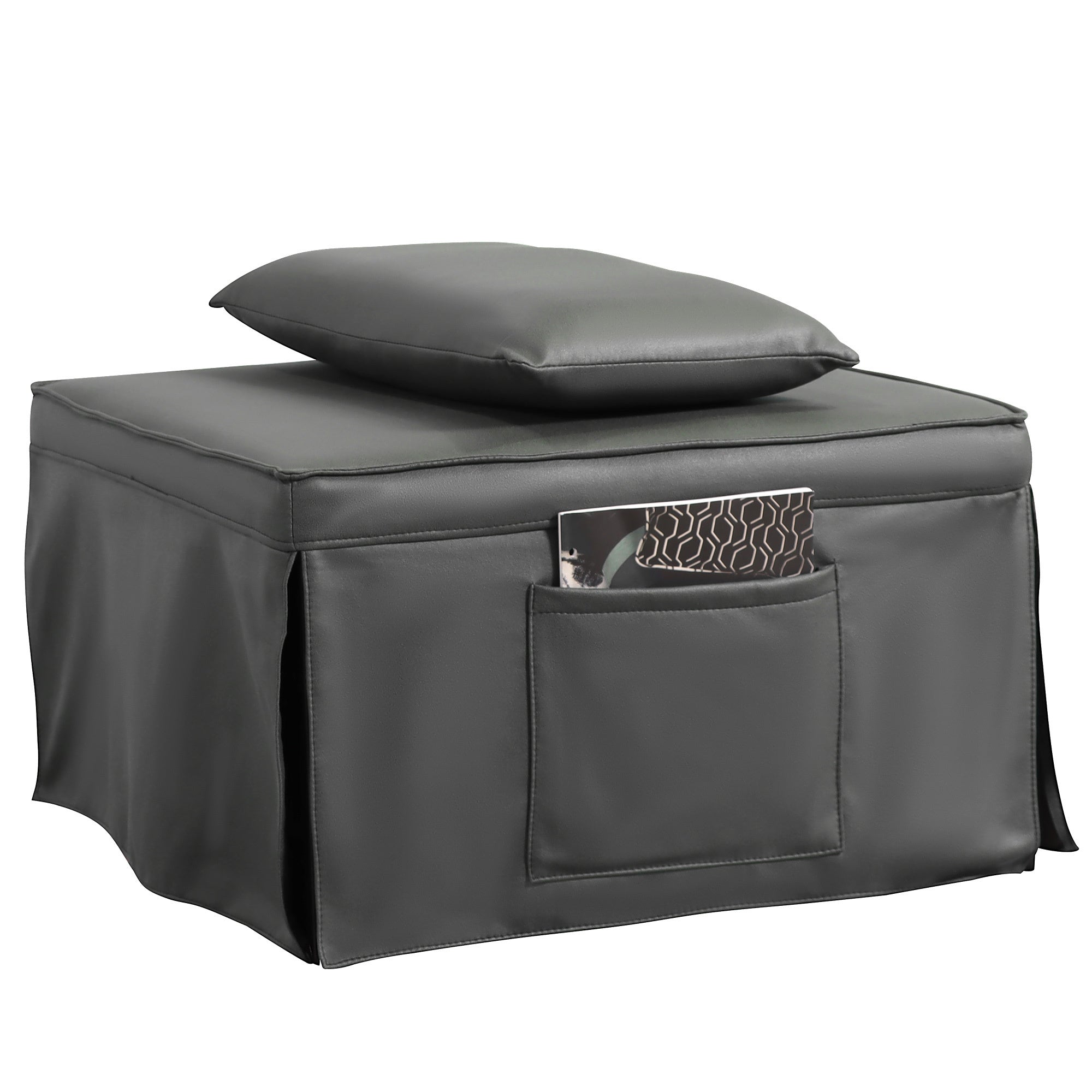 Sofa Bed 4 in 1 Ottoman Sleeper Bed Convertible Chair Bed with Adjustable Back Breathable Sleeper Guest Bed for Small Room, Grey - Atlantic Fine Furniture Inc