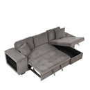 Orisfur. 104" L-Shape 3 Seat Reversible Sectional Couch, Pull Out Sleeper Sofa with Storage Chaise and 2 Stools for Living Room Furniture Set - Atlantic Fine Furniture Inc