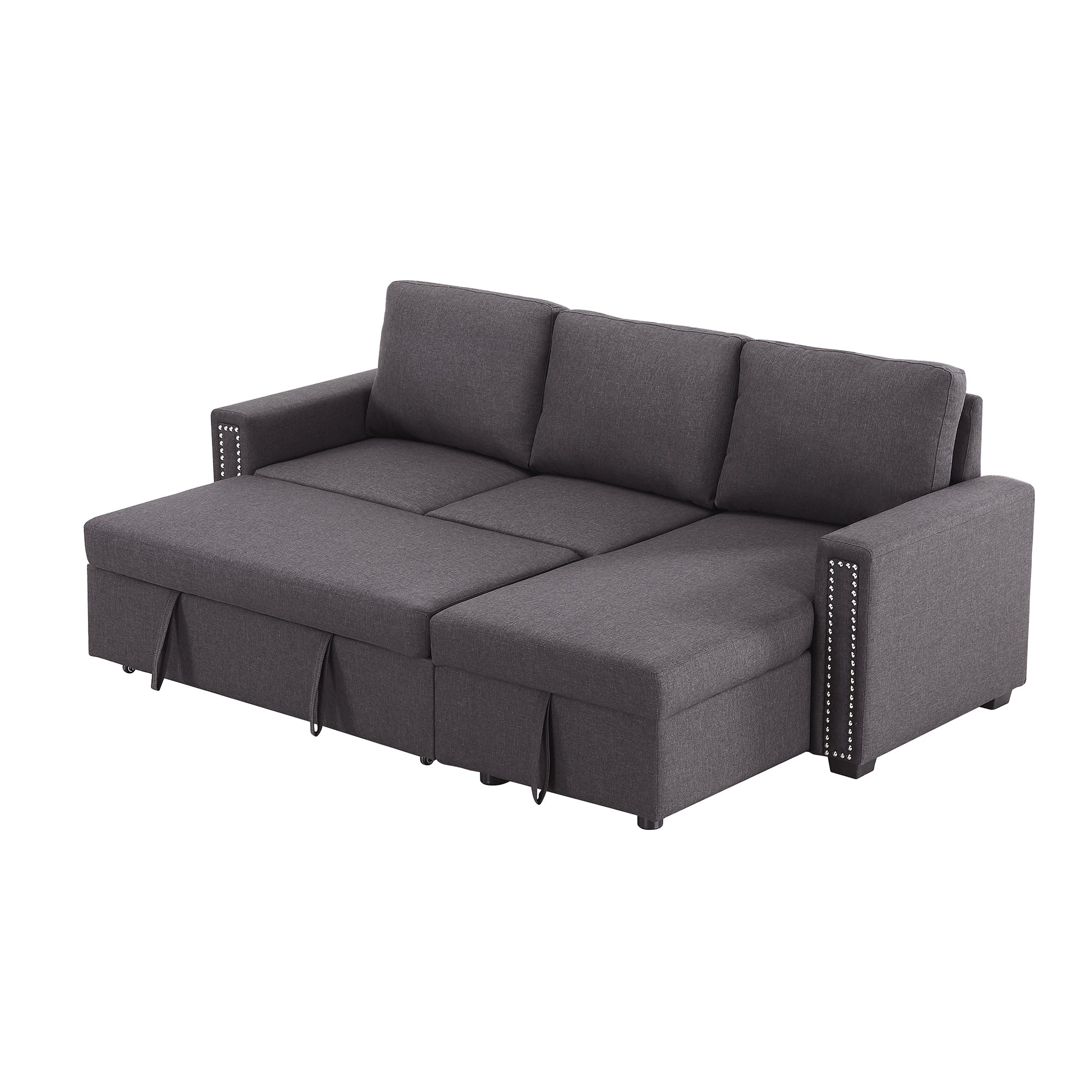 Orisfur. 83" Pull Out Sleeper Sofa Reversible L-Shape 3 Seat Sectional Couch with Storage Chaise for Living Room Furniture Set - Atlantic Fine Furniture Inc