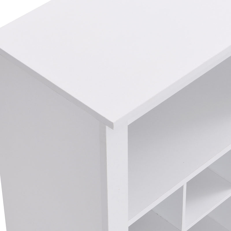 On-Trend Stylish Design 30 Shoe Cubby Console, Contemporary Shoe Cabinet With Multiple Storage Capacity, Free Standing Tall Cabinet With Versatile Use For Hallway, Bedroom, White