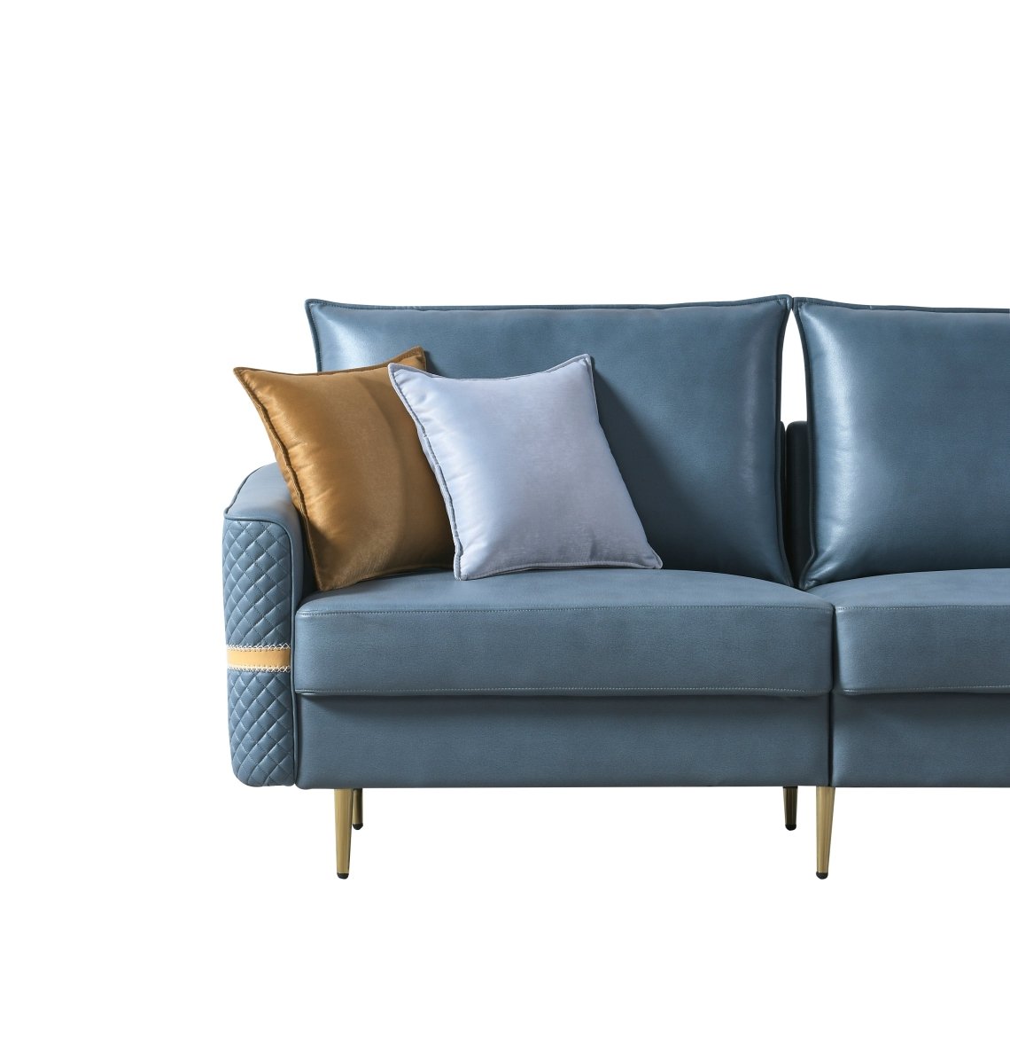 73.22" Loveseat Sofa Couch, Mid Century Modern Love Seats Furniture With 2 Pillows, Heavy Duty Sleeper Sofa For Small Spaces, Living Room, Soft Couch Easy to Install(Blue) - Atlantic Fine Furniture Inc