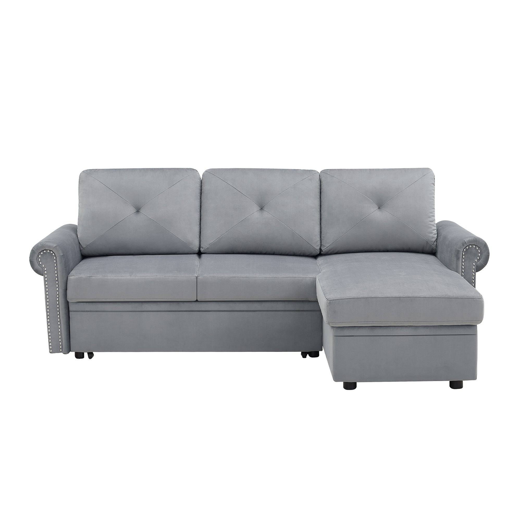 Orisfur. 83" Sleeper Sofa Bed Convertible Sectional Couch, 3-Seater L-Shape Corner Couch with Storage Chaise for Living Room Apartment - Atlantic Fine Furniture Inc