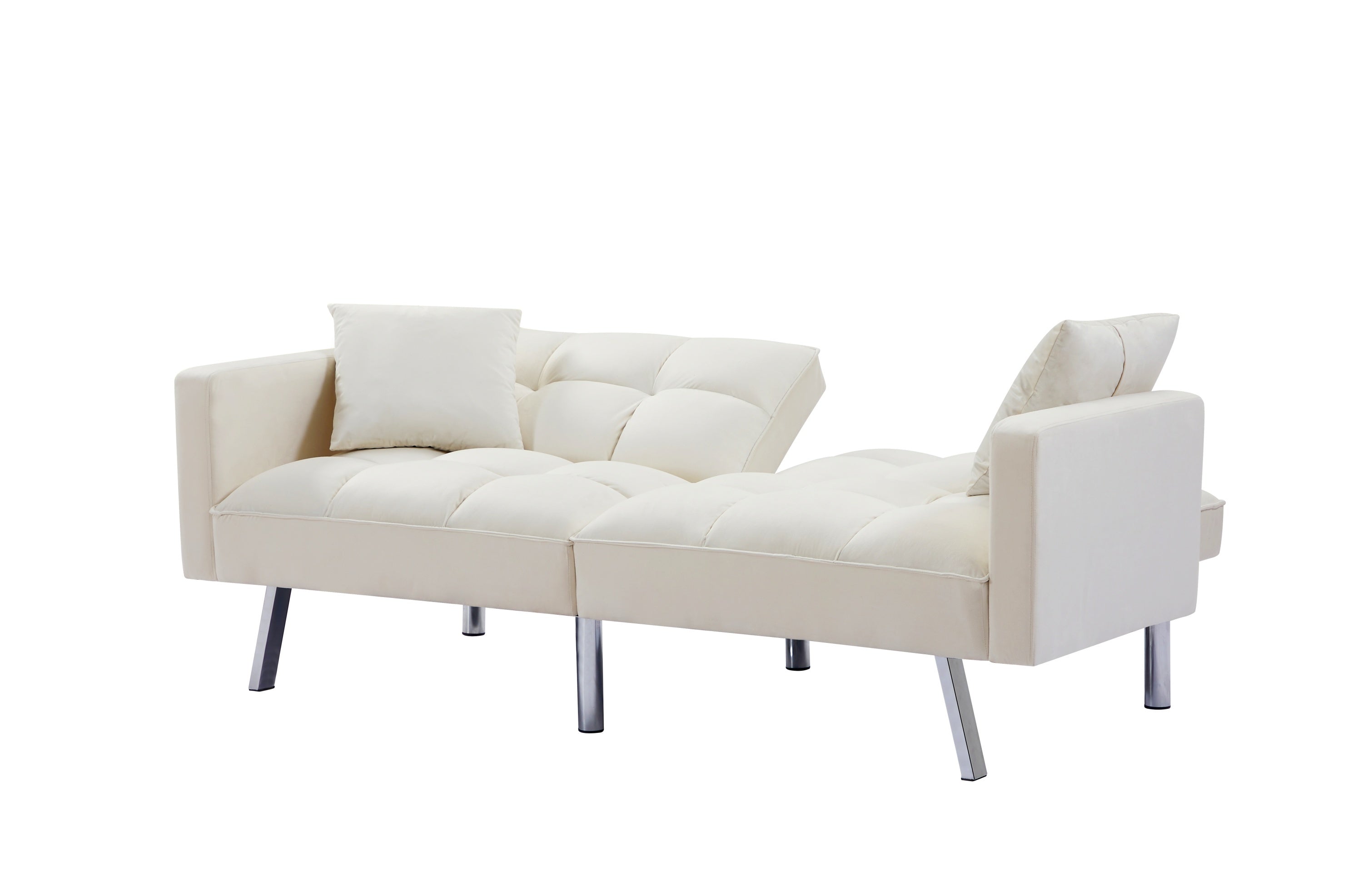 FUTON SOFA SLEEPER Beige VELVET WITH 2 PILLOWS(same as W223S01466。Size difference, See Details in page.) - Atlantic Fine Furniture Inc