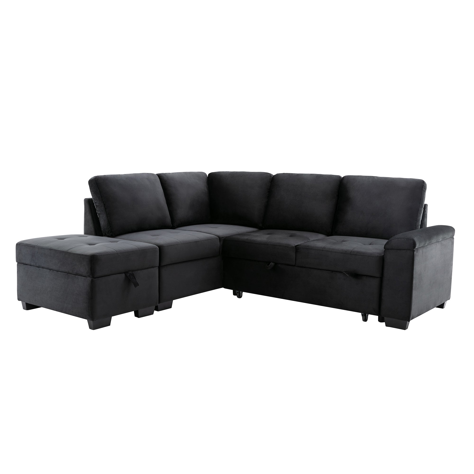 Orisfur. 86" Sleeper Sectional Sofa, L-Shape Corner Couch Sofa-Bed with Storage Ottoman & Hidden Arm Storage for Living Room Apartment - Atlantic Fine Furniture Inc