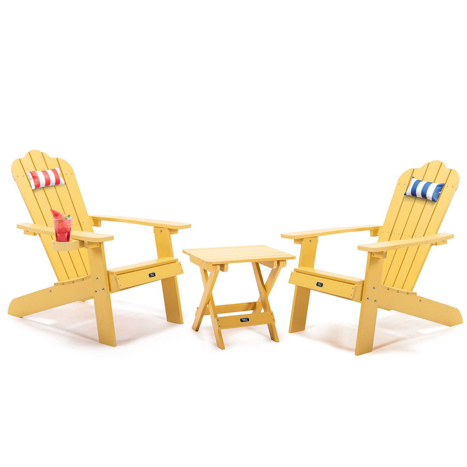 TALE Adirondack Portable Folding Side Table Square All-Weather and Fade-Resistant Plastic Wood Table Perfect for Outdoor Garden, Beach, Camping, Picnics Yellow - Atlantic Fine Furniture Inc