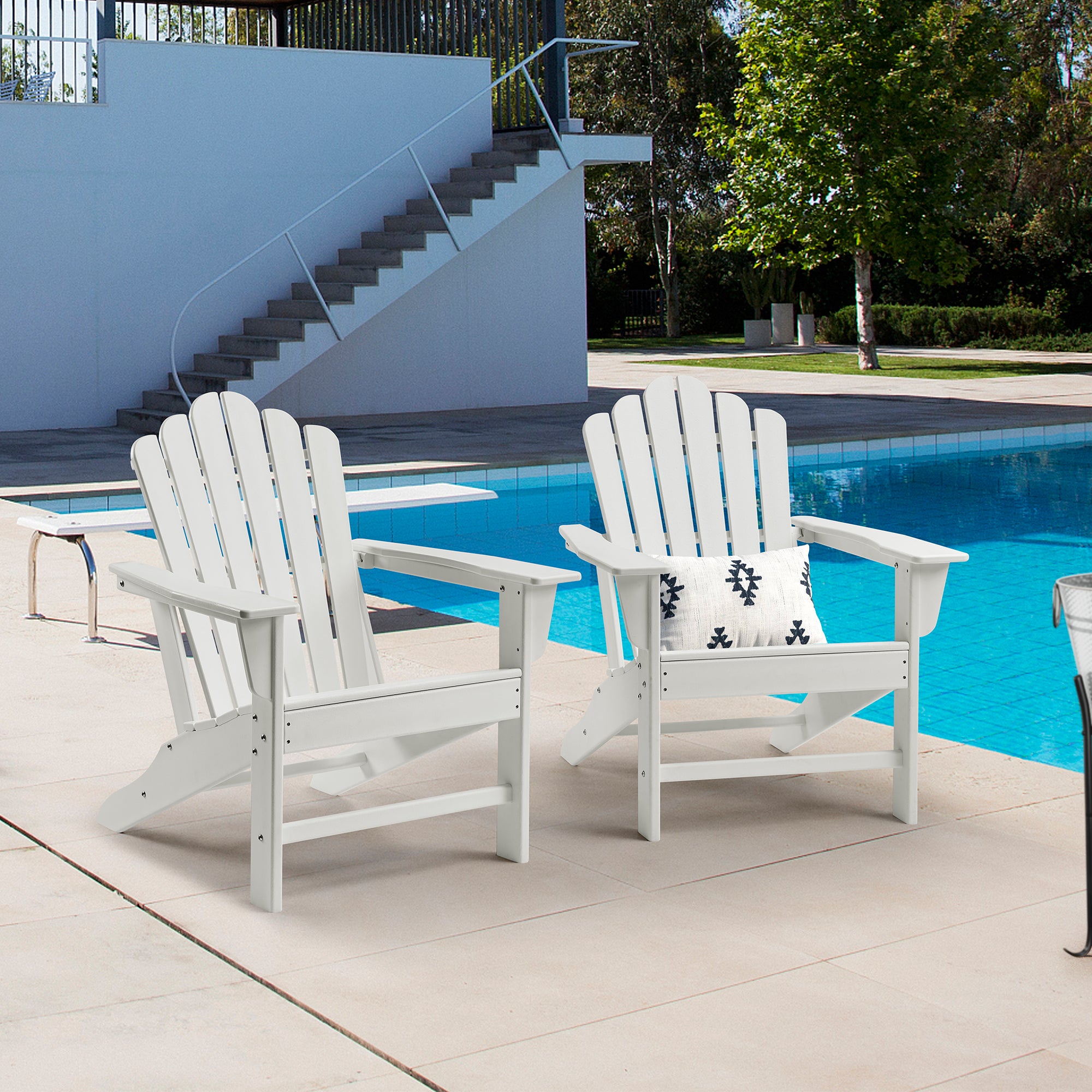 Classic Outdoor Adirondack Chair Set of 2 for Garden Porch Patio Deck Backyard, Weather Resistant Accent Furniture - Atlantic Fine Furniture Inc