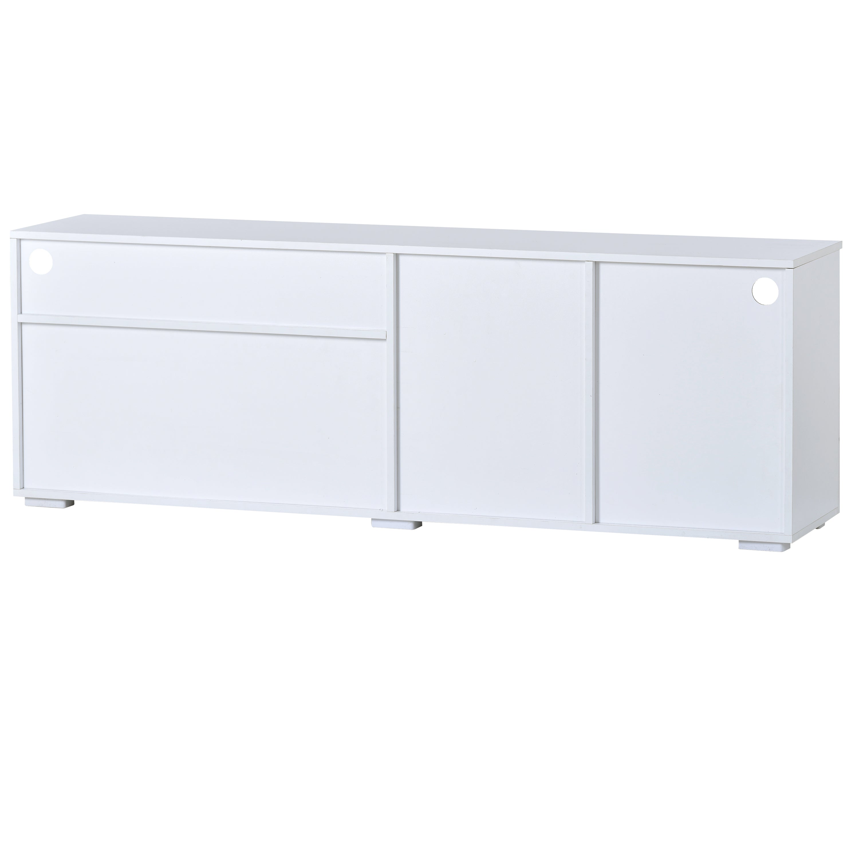 U-Can Modern, Stylish Functional TV stand with Color Changing LED Lights, Universal Entertainment Center, High Gloss TV Cabinet for 70+ inch TV, White - Atlantic Fine Furniture Inc