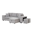 Orisfur. 104" Pull Out Sleeper Sofa Reversible L-Shape 3 Seat Sectional Couch with Storage Chaise and 2 Stools for Living Room Furniture Set - Atlantic Fine Furniture Inc