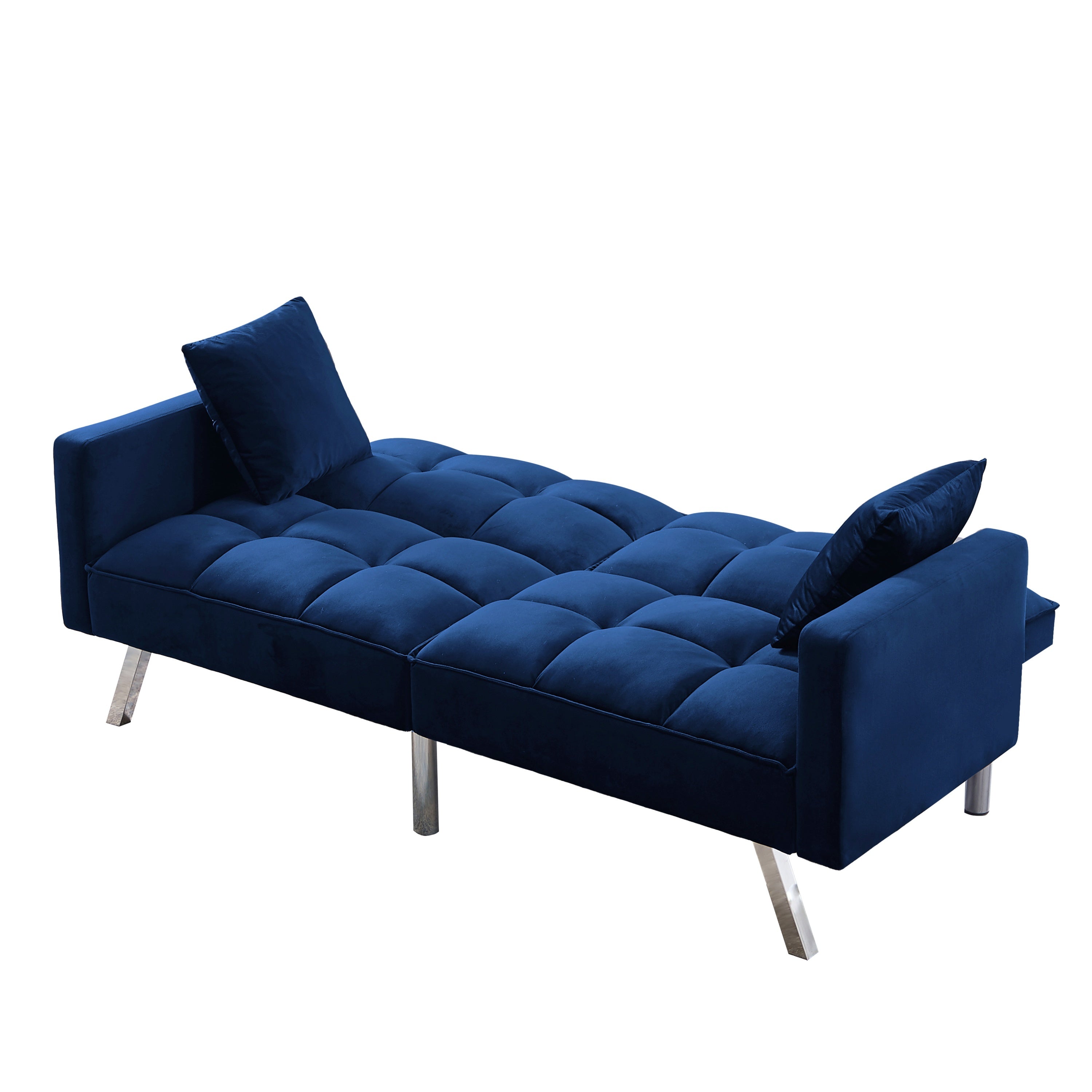 FUTON SOFA SLEEPER Navy Blue VELVET WITH 2 PILLOWS(same as W223S00357、W223S01465。Size difference, See Details in page.) - Atlantic Fine Furniture Inc
