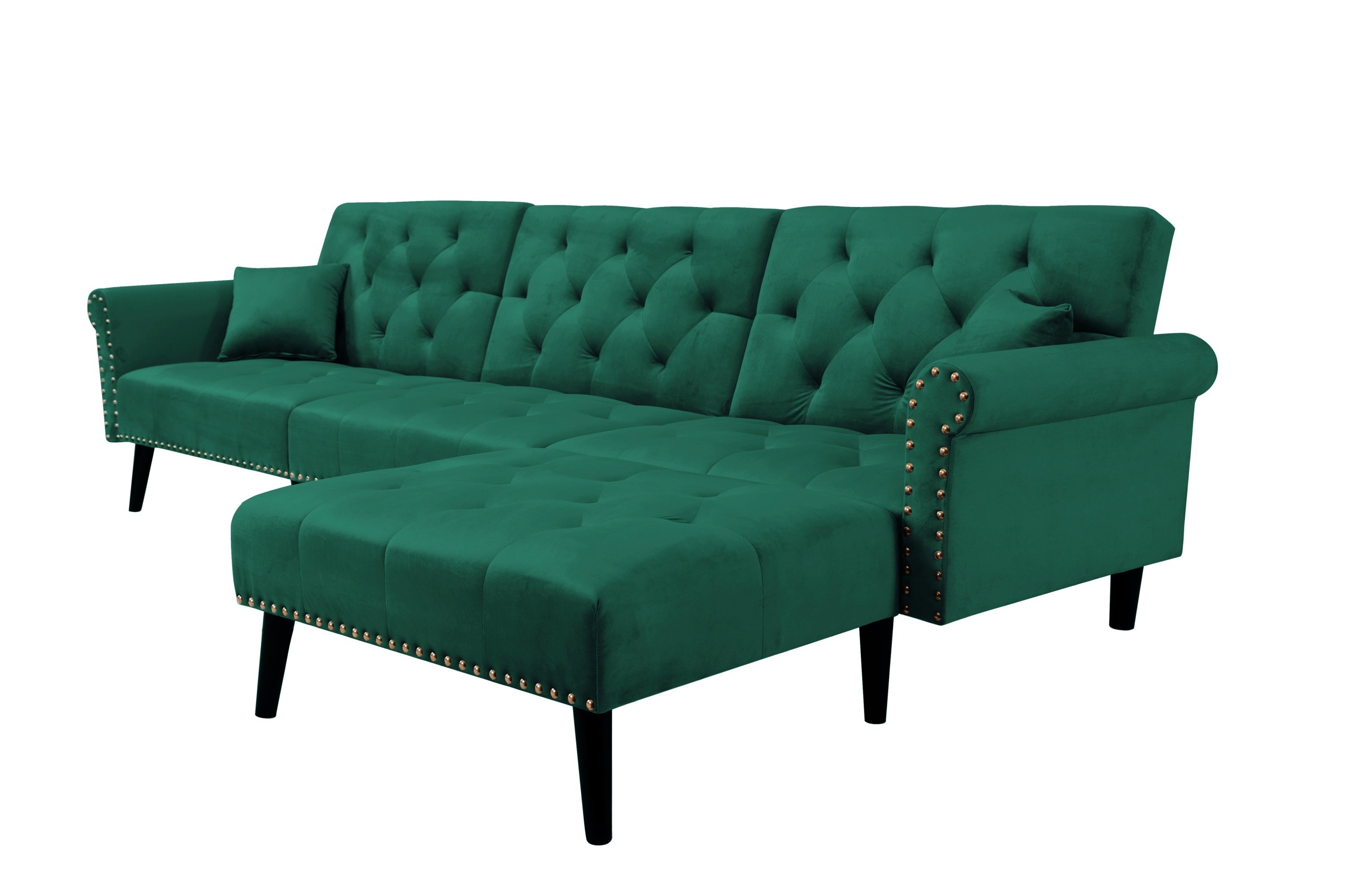 Convertible Sofa bed sleeper Green velvet (same as W223S01594。Size difference, See Details in page.) - Atlantic Fine Furniture Inc