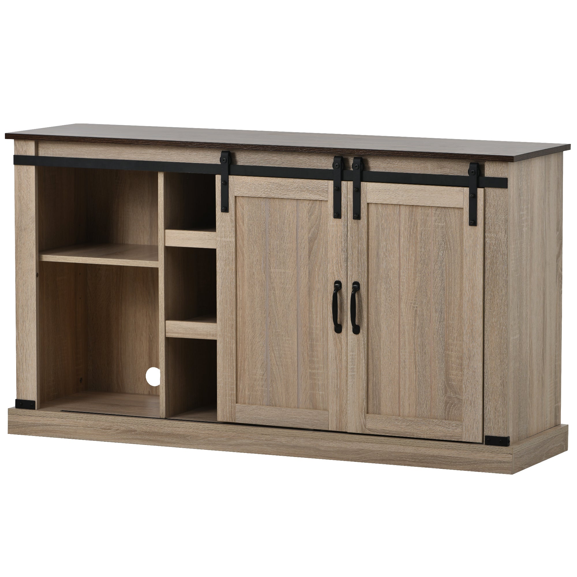 U-Can TV Stand with 2 Adjustable Panels Open Style Cabinet, Sideboard for Living room, Walnut - Atlantic Fine Furniture Inc
