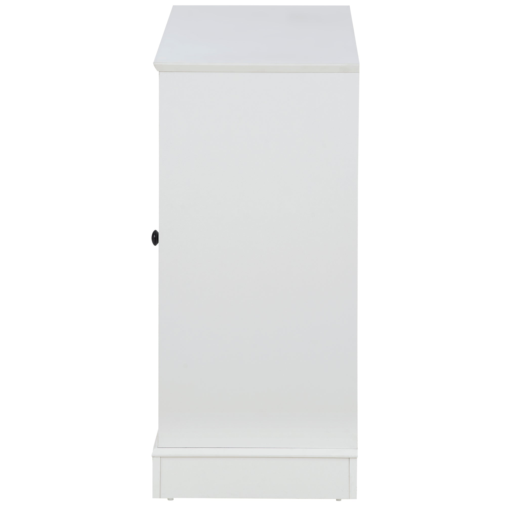 ON-TREND TV Stand for TV up to 60in with 4 Tempered Glass Doors Adjustable Panels Open Style Cabinet, Sideboard for Living room, White (OLD SKU:WF286785AAK) - Atlantic Fine Furniture Inc