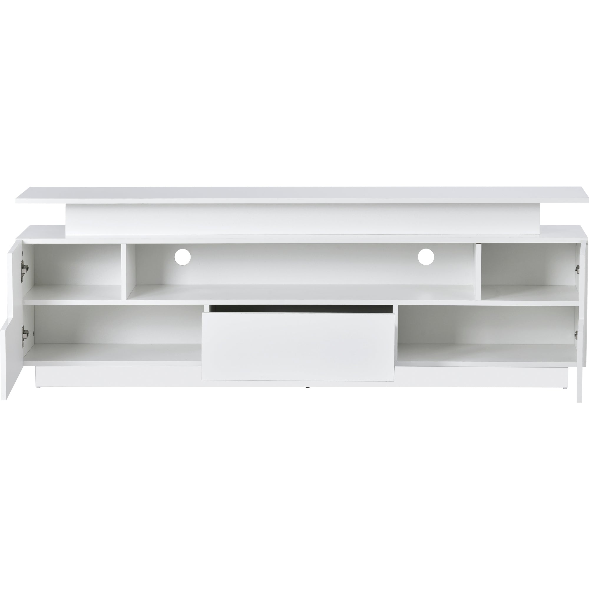 ON-TREND Modern, Stylish Functional TV stand with Color Changing LED Lights, Universal Entertainment Center, High Gloss TV Cabinet for 75+ inch TV, White - Atlantic Fine Furniture Inc