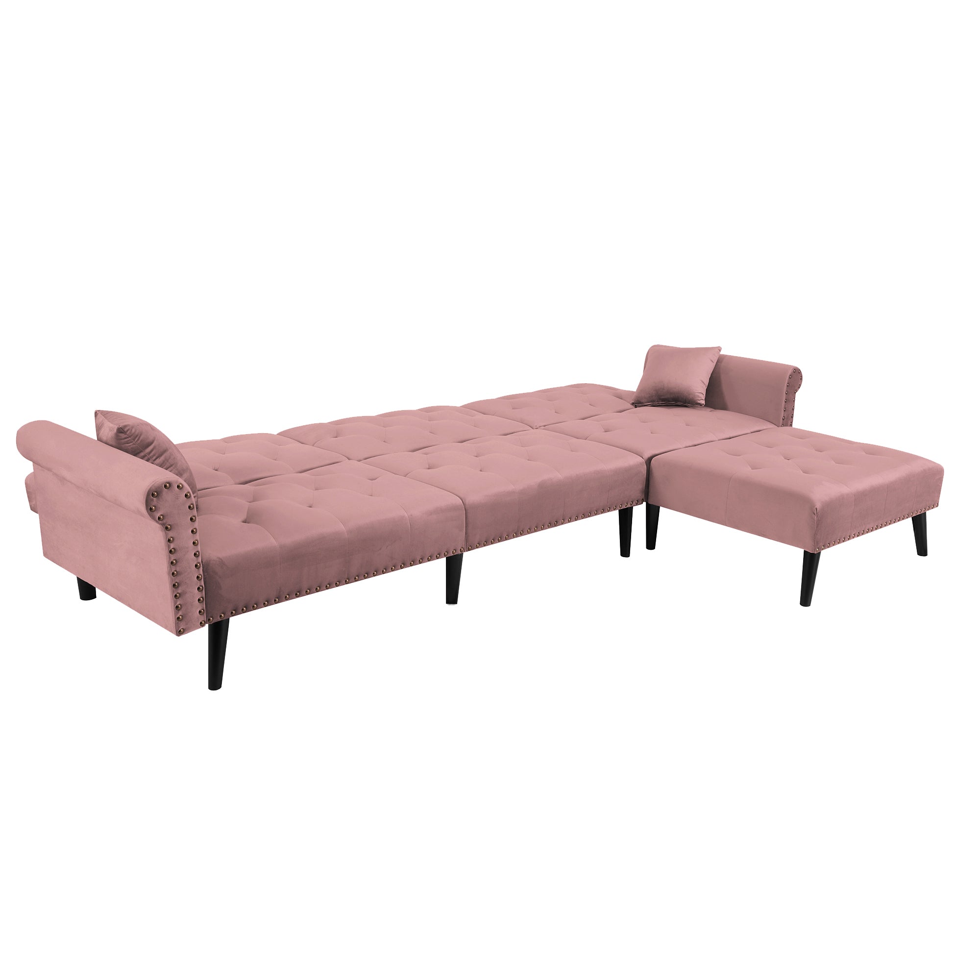Convertible Sofa bed sleeper Pink velvet (same asW223S00710。Size difference, See Details in page.) - Atlantic Fine Furniture Inc