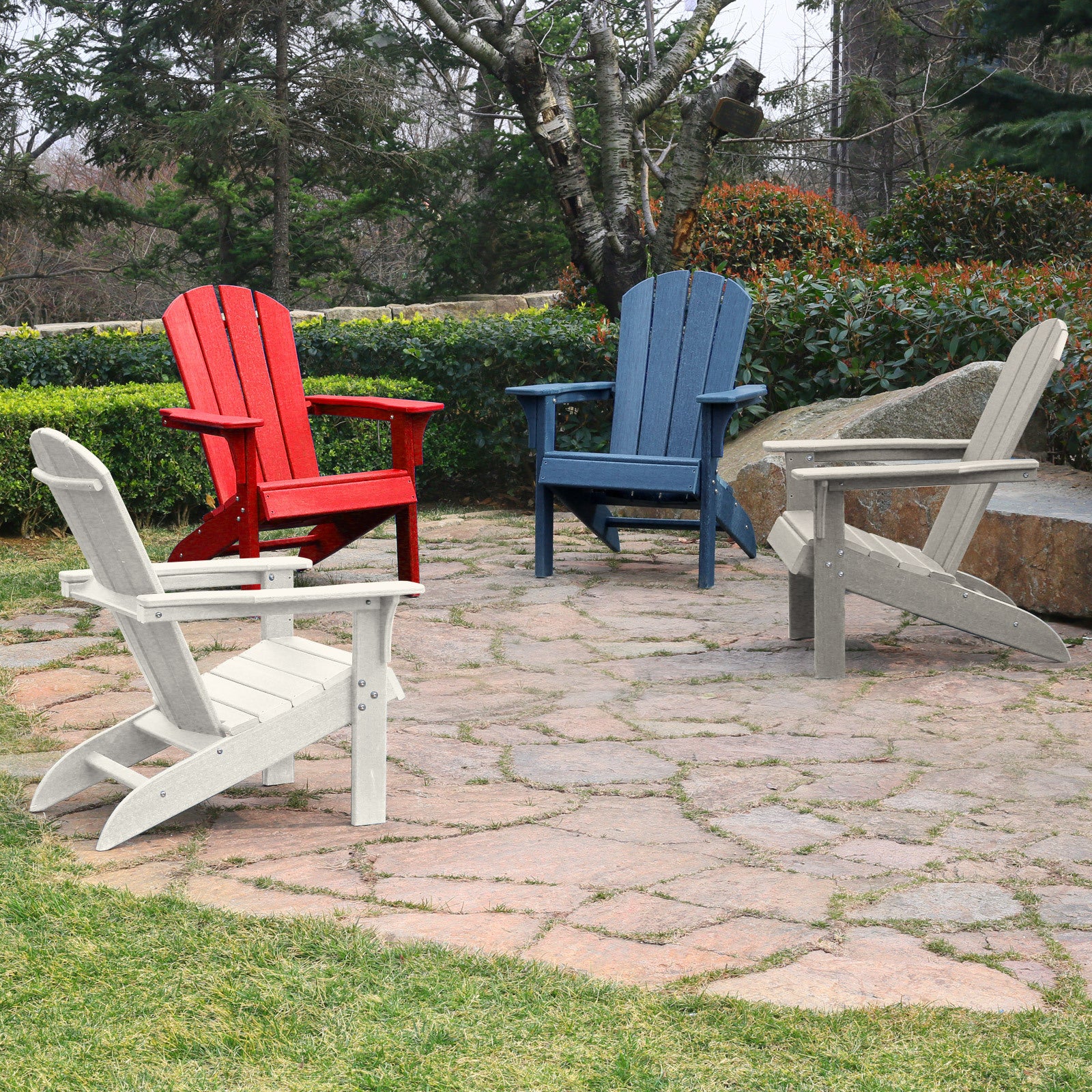 HDPE Adirondack Chair Sunlight Resistant no-Fading Snowstorm Resistant Outdoor Chair Patio Adirondack Chairs Ergonomic Comfort Widely Used for Fire Pits Decks Gardens,Campfire Chairs - White - Atlantic Fine Furniture Inc