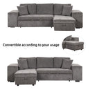 Orisfur. 104" L-Shape 3 Seat Reversible Sectional Couch, Pull Out Sleeper Sofa with Storage Chaise and 2 Stools for Living Room Furniture Set - Atlantic Fine Furniture Inc