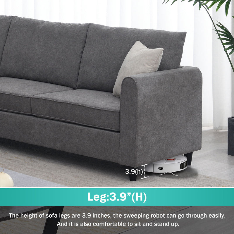 91*91" Modern Upholstered Living Room Sectional Sofa, L Shape Furniture Couch With 3 Pillows