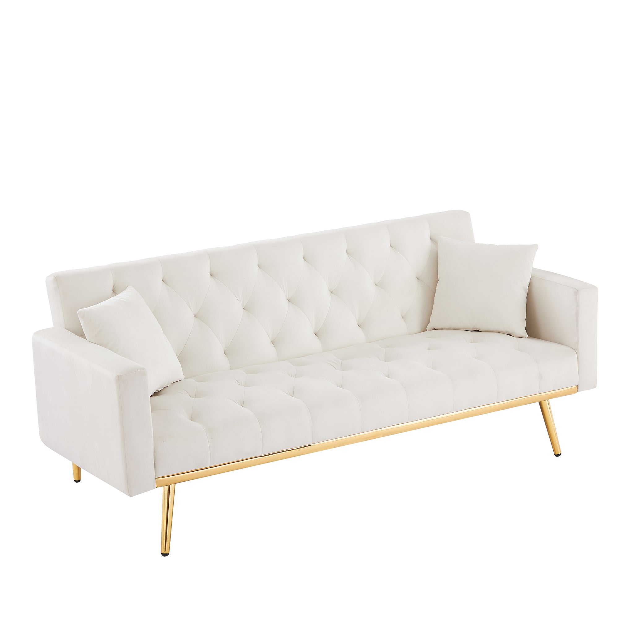 WHITE Convertible Folding Futon Sofa Bed , Sleeper Sofa Couch for Compact Living Space. - Atlantic Fine Furniture Inc