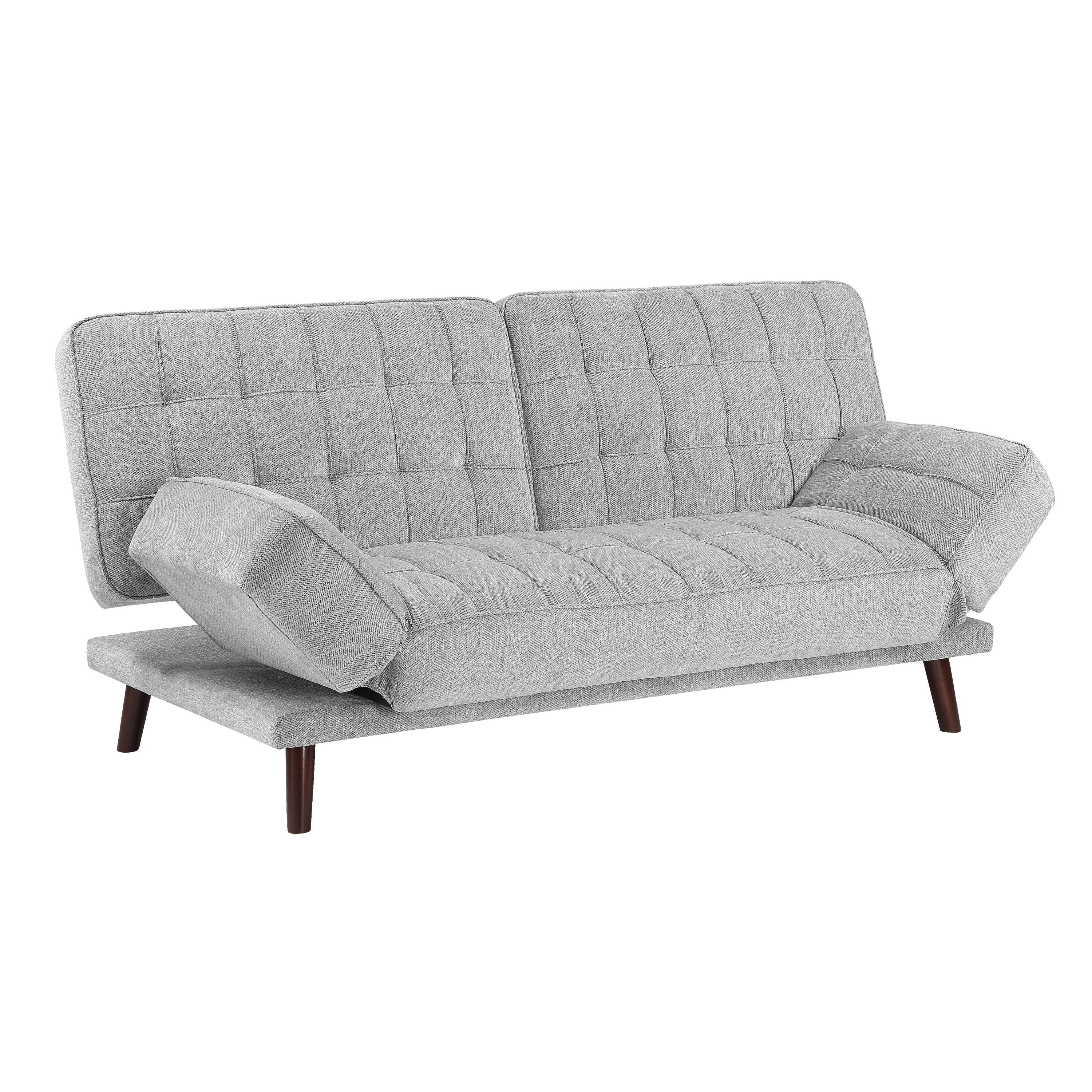 Elegant Three-in-One Lounger Sofa Sleeper Silver-Gray Chenille Fabric Upholstered Attached Cushions Adjustable Arms Casual Living Room Furniture - Atlantic Fine Furniture Inc