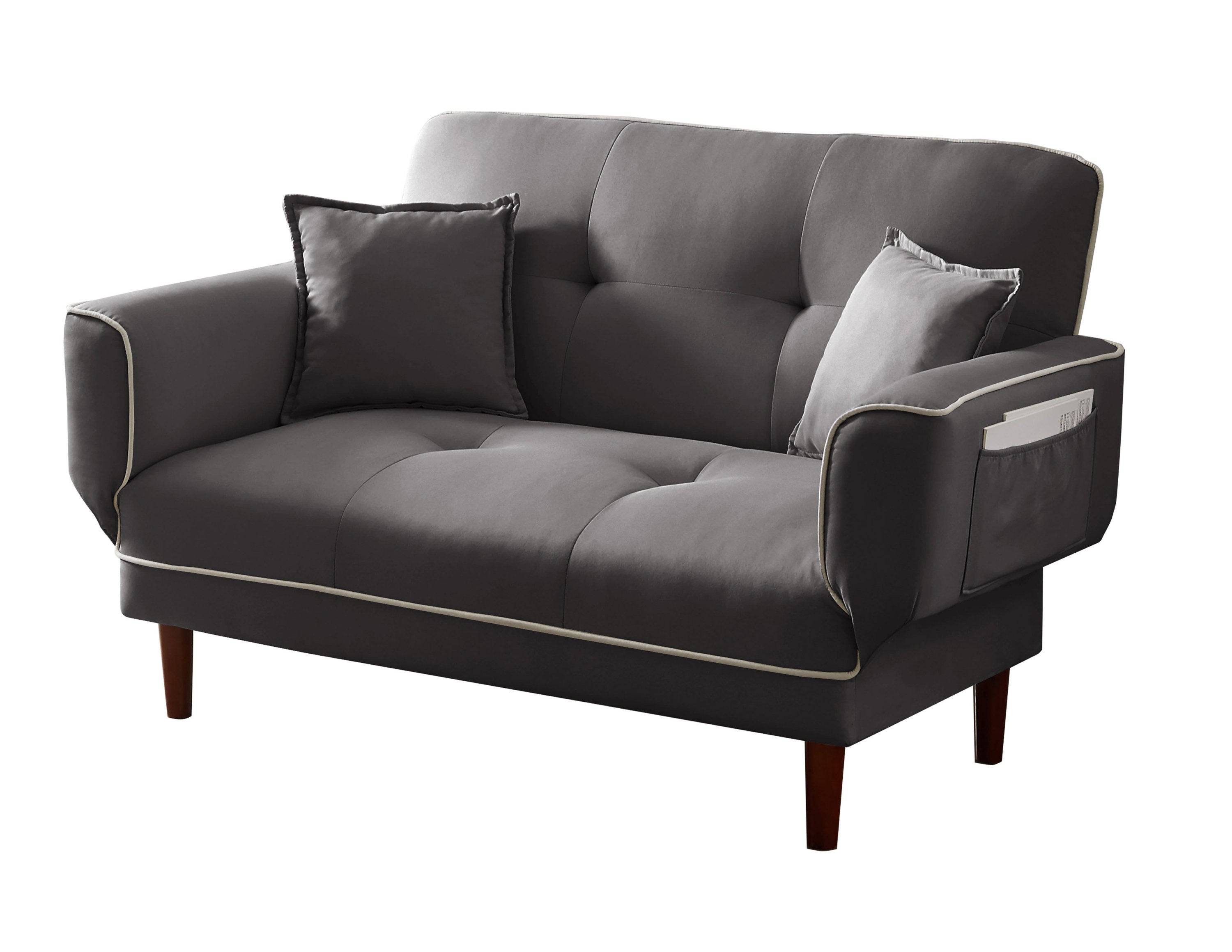 RELAX LOUNGE SOFA BED SLEEPER WITH 2 PILLOWS GREY FABRIC - Atlantic Fine Furniture Inc