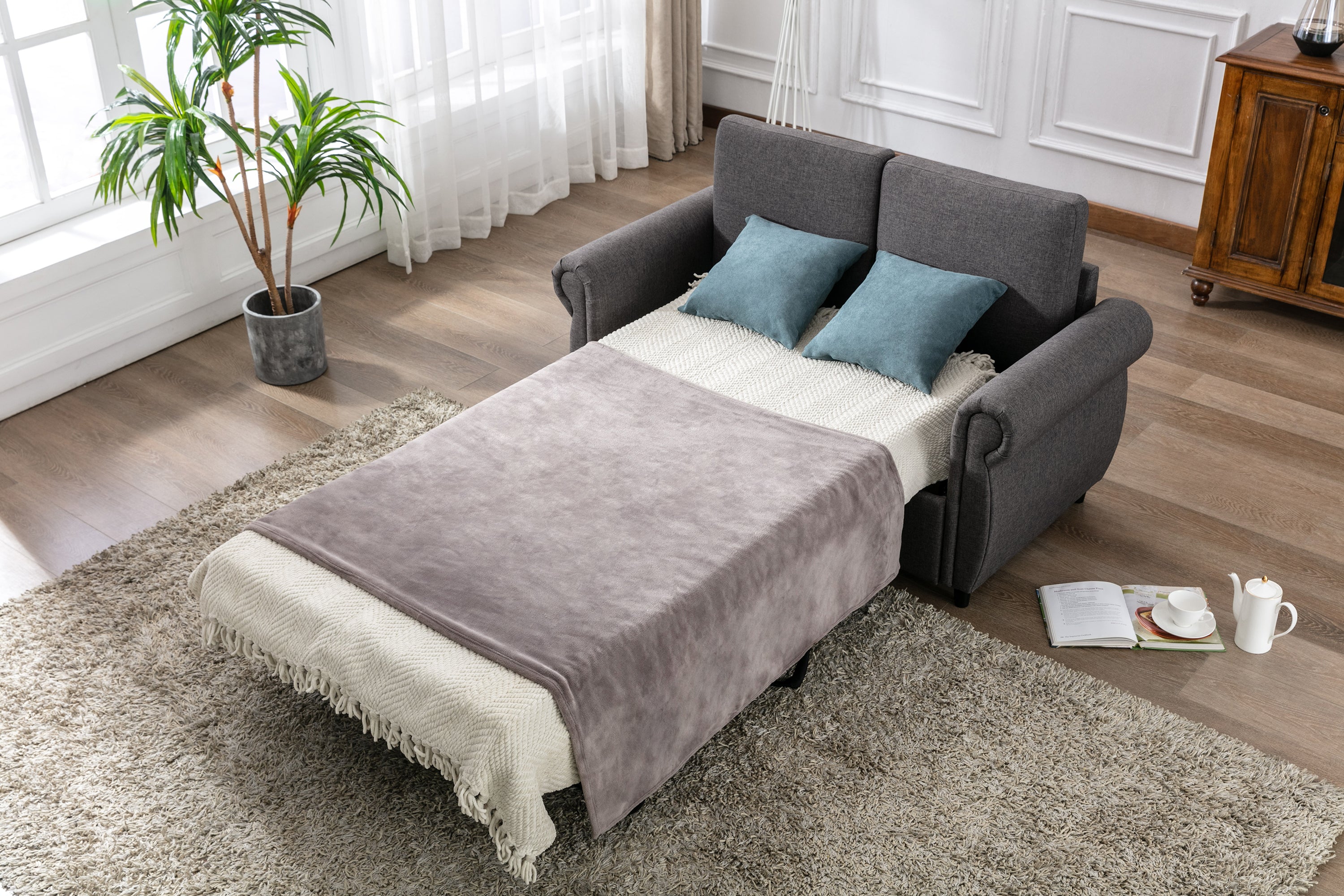 Orisfur Pull Out Sofa Bed Loveseat Sleeper with Twin Size Memory Mattress for Living Room Spaces - Atlantic Fine Furniture Inc