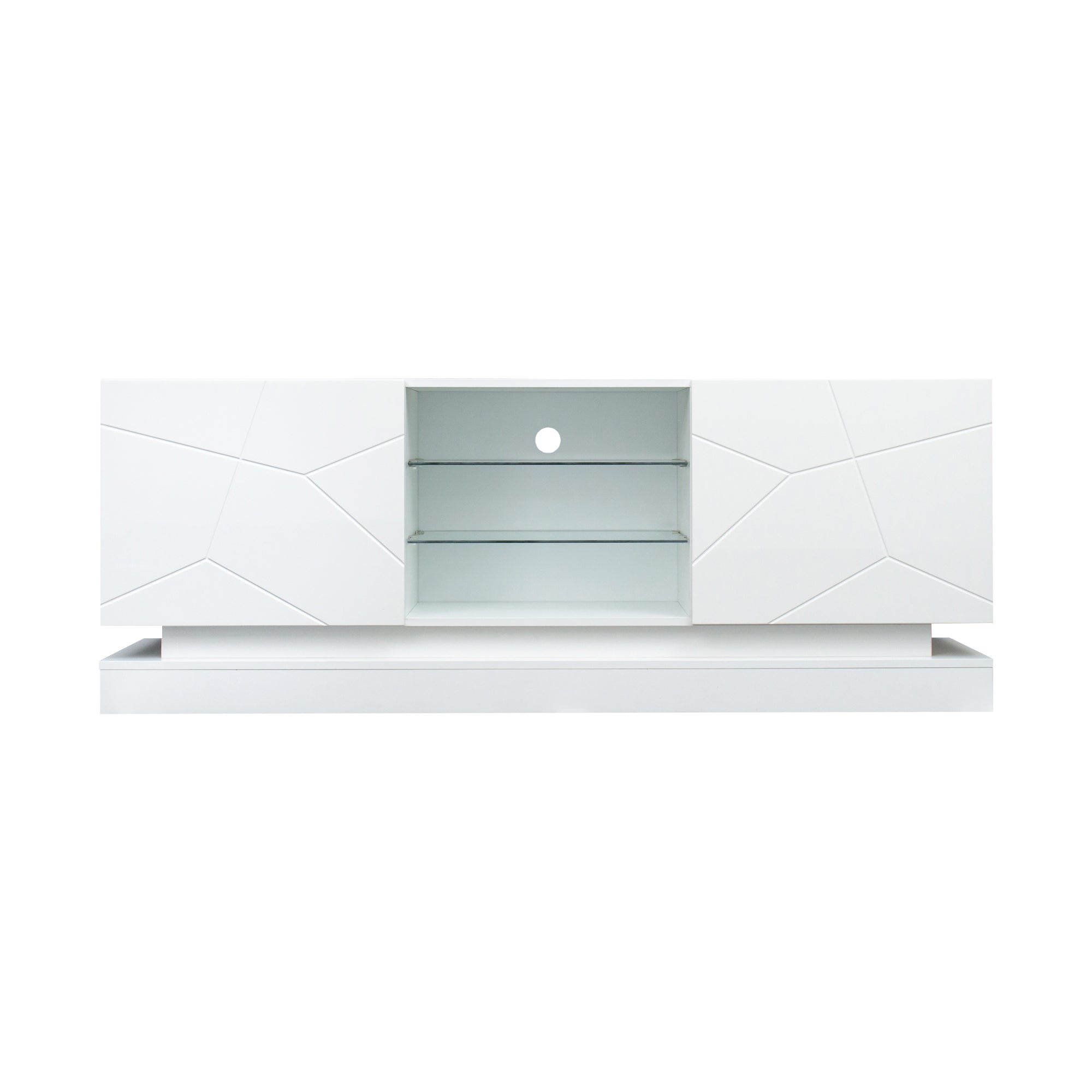 TV Cabinet Wholesale, White TV Stand with Lights, Modern LED TV Cabinet with Storage Drawers, Living Room Entertainment Center Media Console Table - Atlantic Fine Furniture Inc