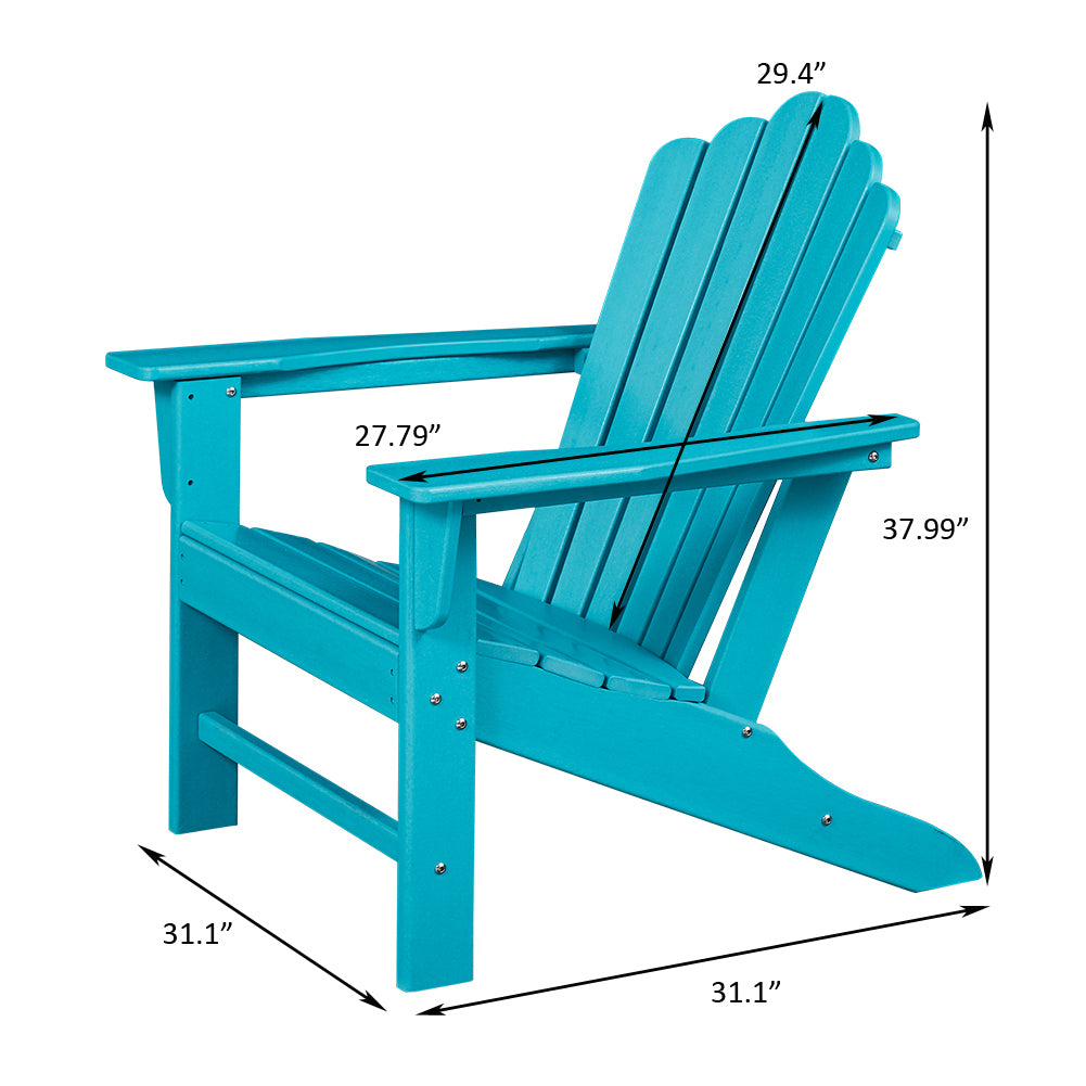 Classic Outdoor Adirondack Chair Set of 2 for Garden Porch Patio Deck Backyard, Weather Resistant Accent Furniture, Blue - Atlantic Fine Furniture Inc