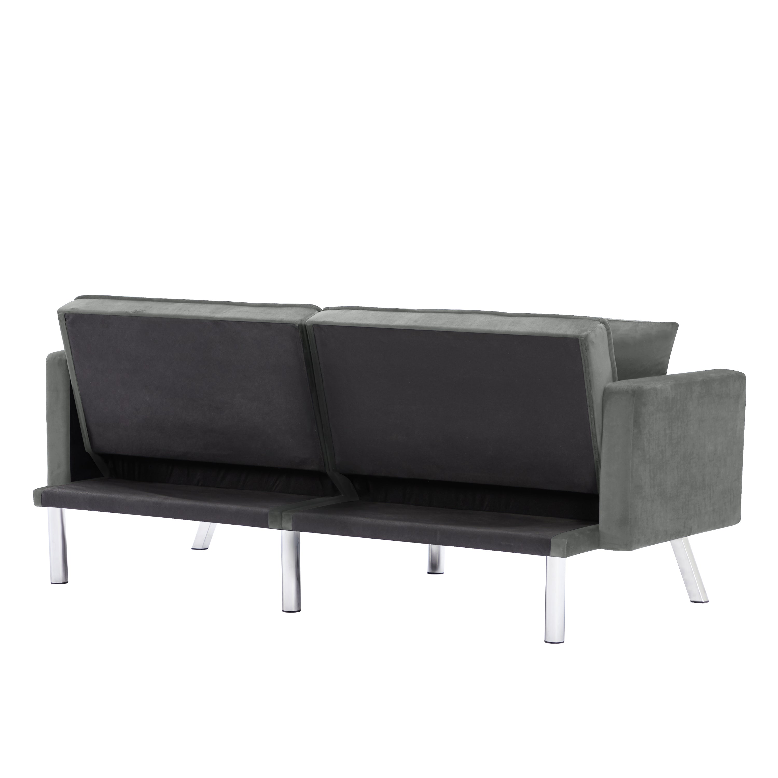 FUTON SOFA SLEEPER GREY VELVET WITH 2 PILLOWS(same asW223S01431、W223S01464。Size difference, See Details in page.
) - Atlantic Fine Furniture Inc