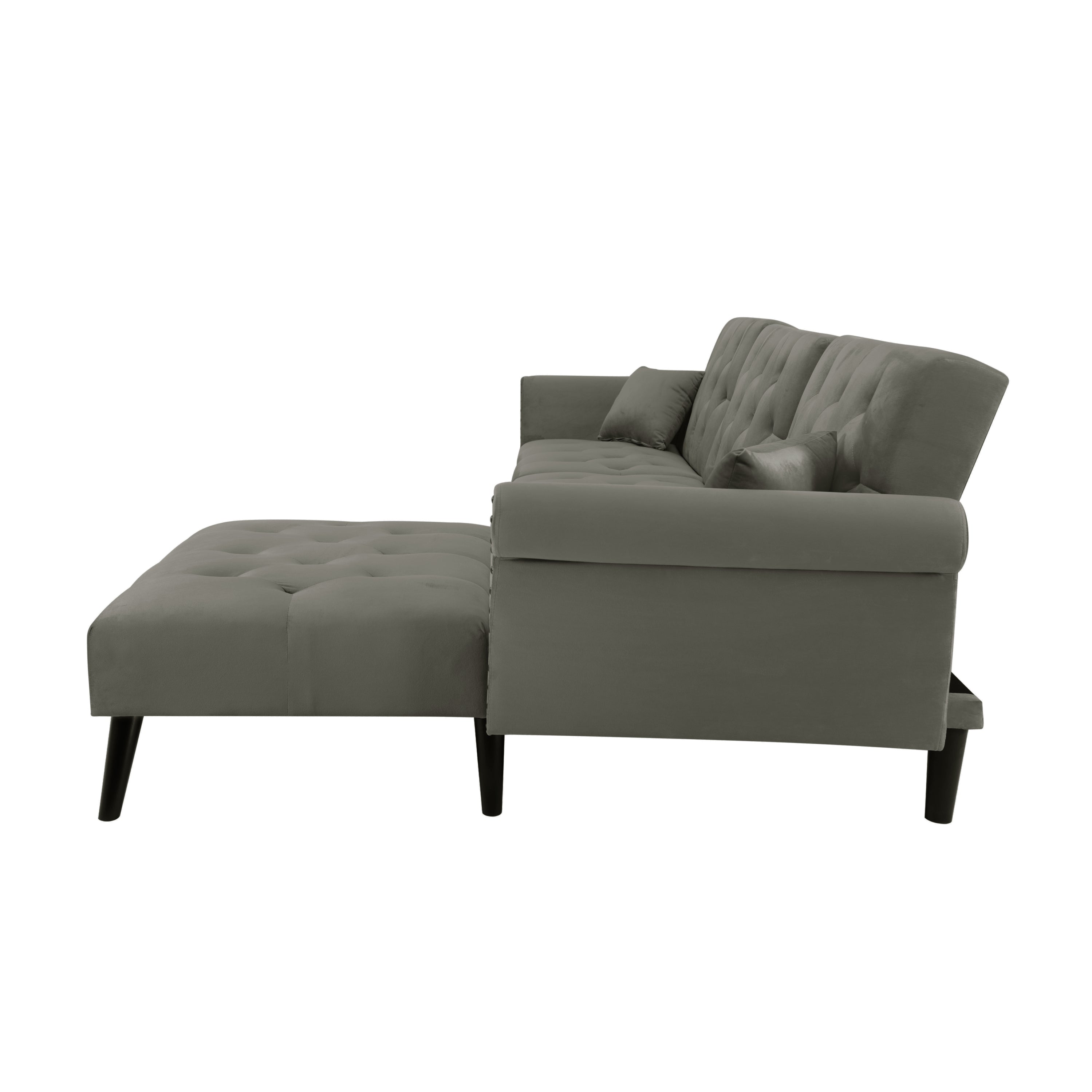 Convertible Sofa bed sleeper Light Grey velvet(W223S00002、W223S00708、W223S00870) - Atlantic Fine Furniture Inc